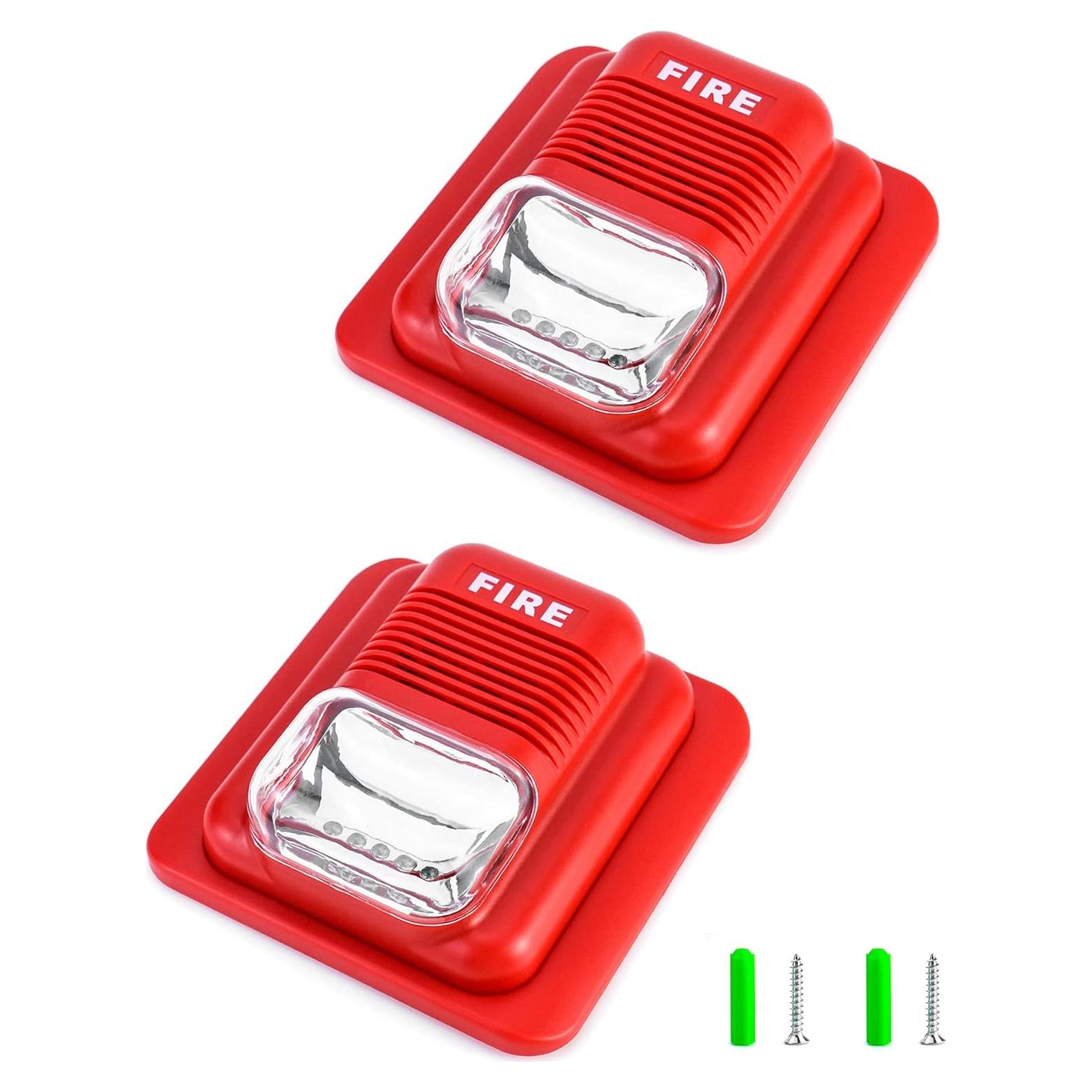 Alarma de Incendio QWORK 12/24V CC con Luz Estroboscópica