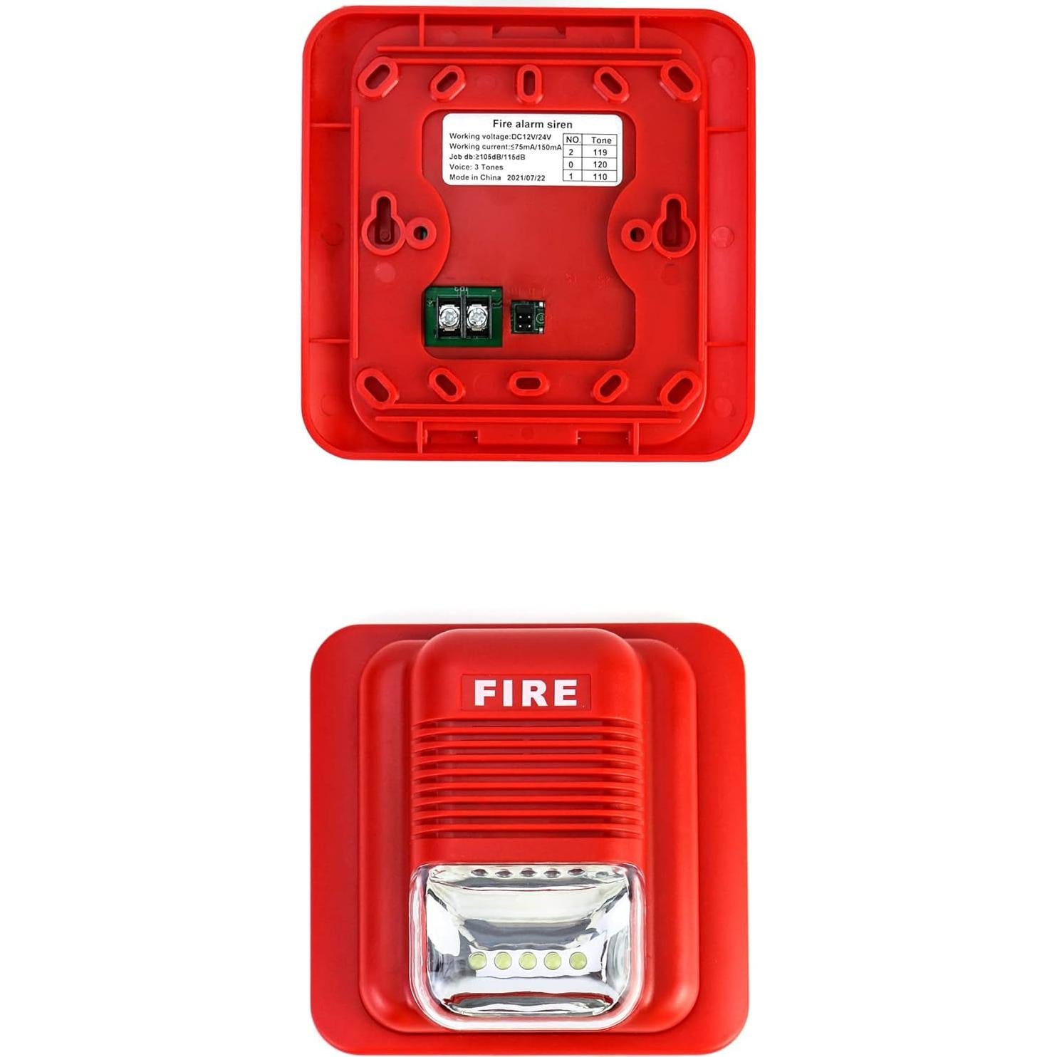 Alarma de Incendio QWORK 12/24V CC con Luz Estroboscópica