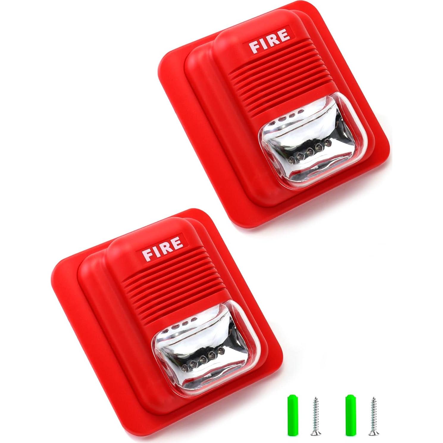 Alarma de Incendio QWORK 12/24V CC con Luz Estroboscópica