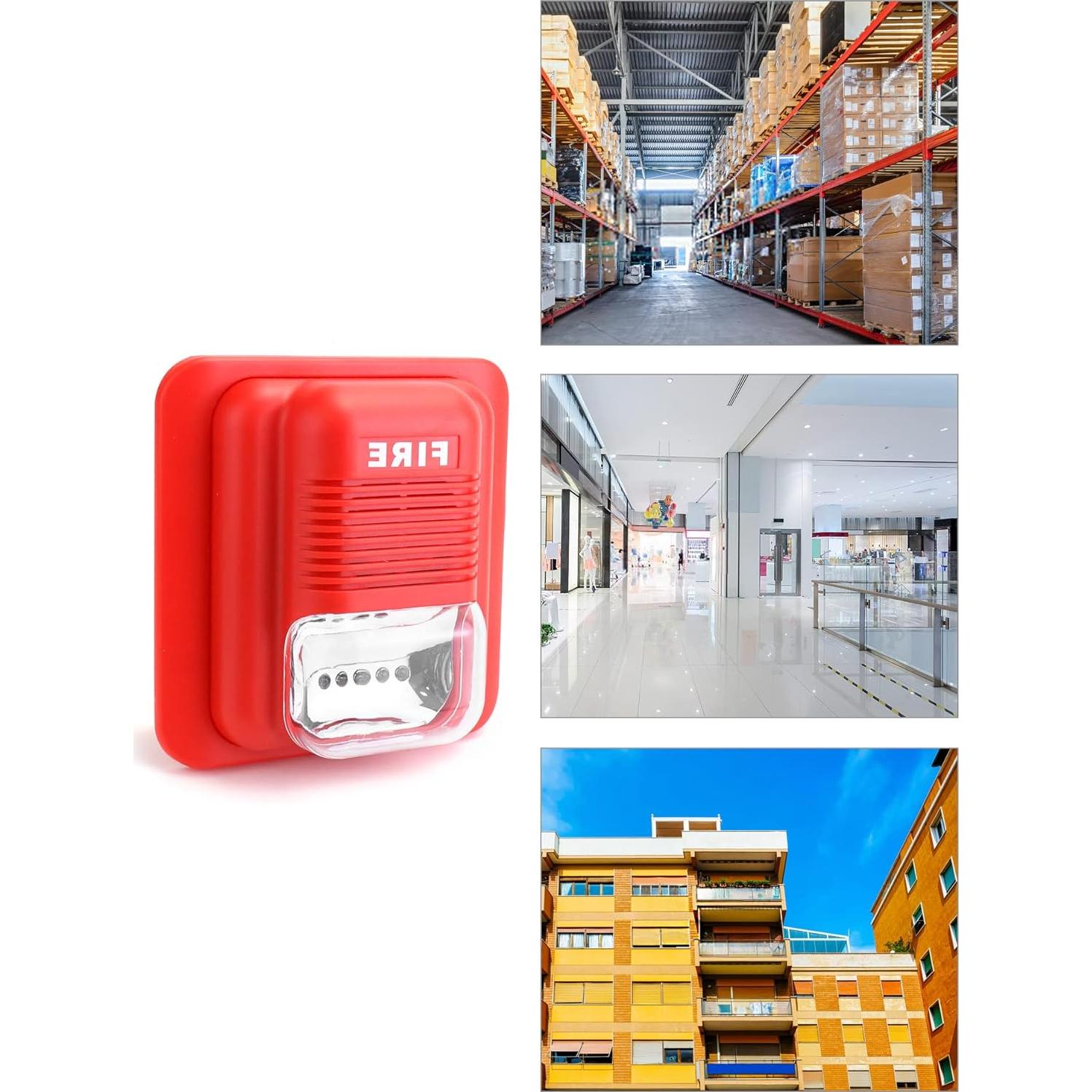 Alarma de Incendio QWORK 12/24V CC con Luz Estroboscópica