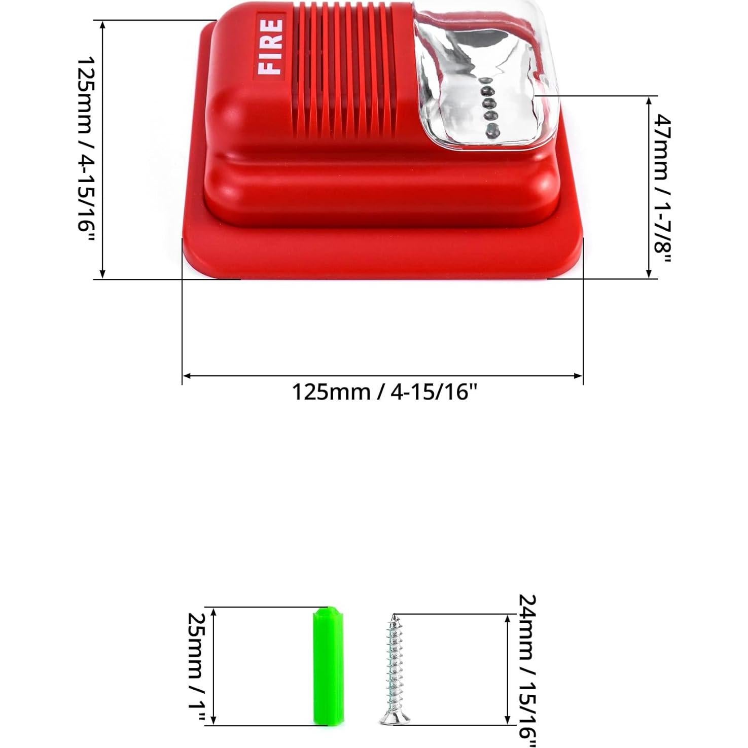 Alarma de Incendio QWORK 12/24V CC con Luz Estroboscópica