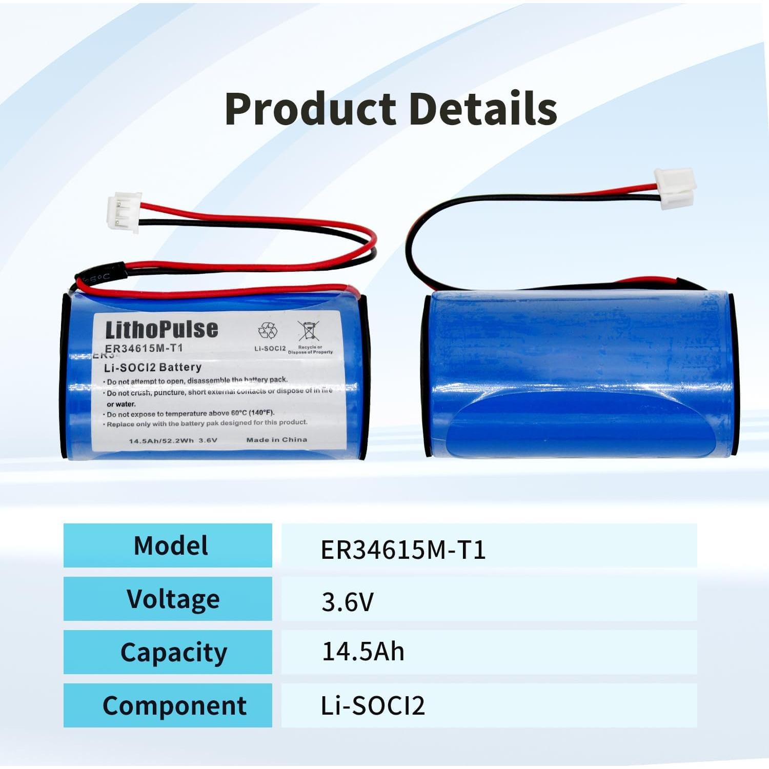Batería de Litio LithoPulse ER34615M-T1 3.6V 14.5Ah D