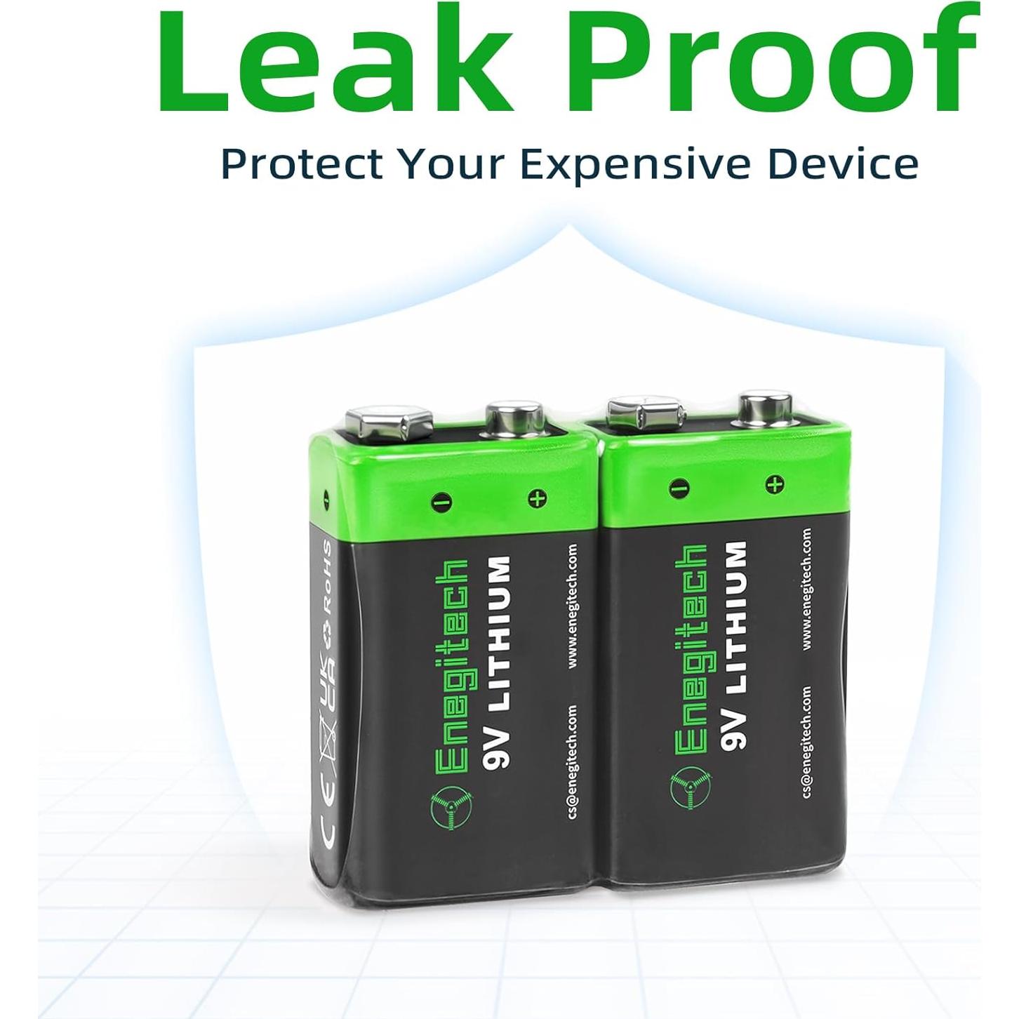 Batería de Litio Enegitech 9V 1200mAh No Recargable - Paquete de 2