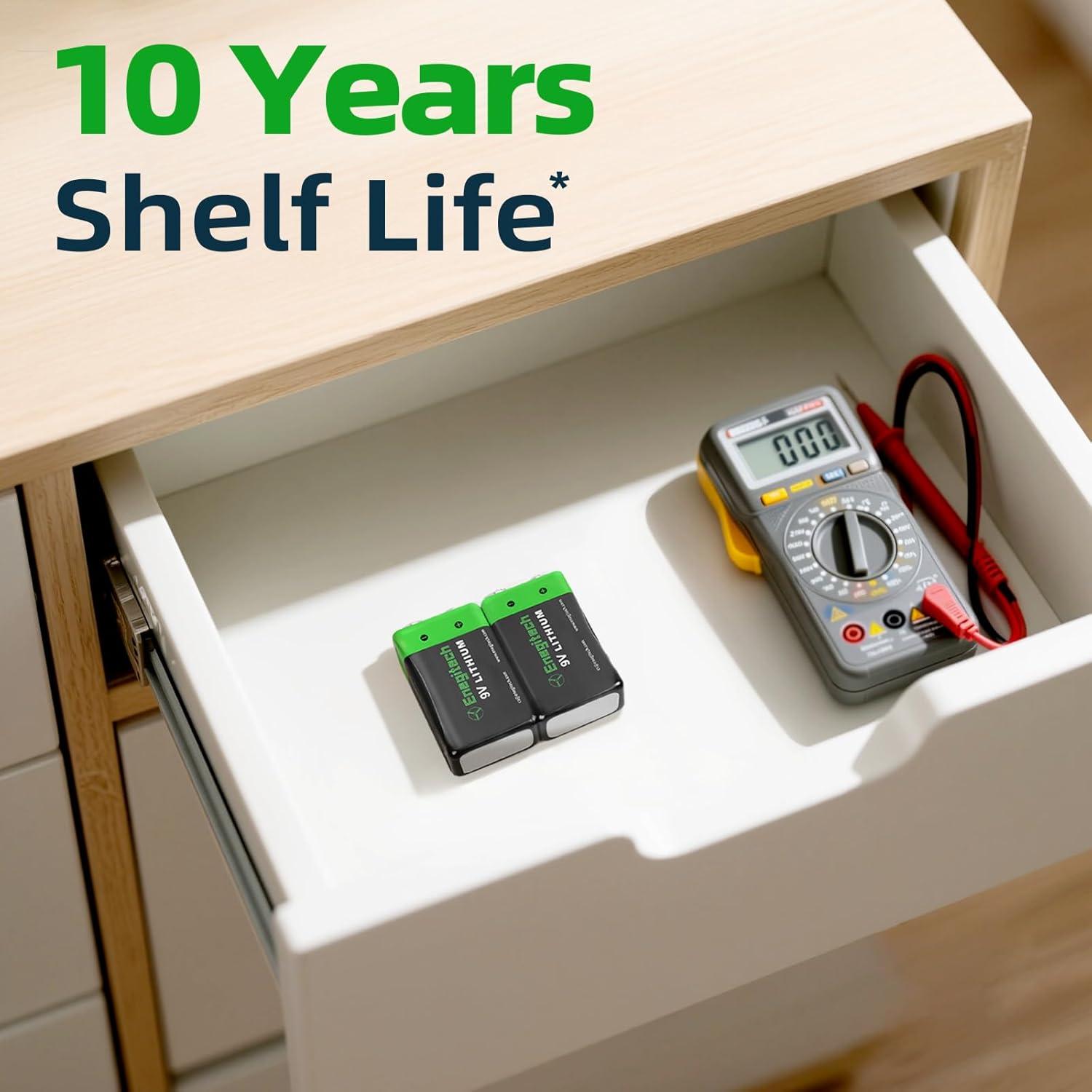 Batería de Litio Enegitech 9V 1200mAh No Recargable - Paquete de 2