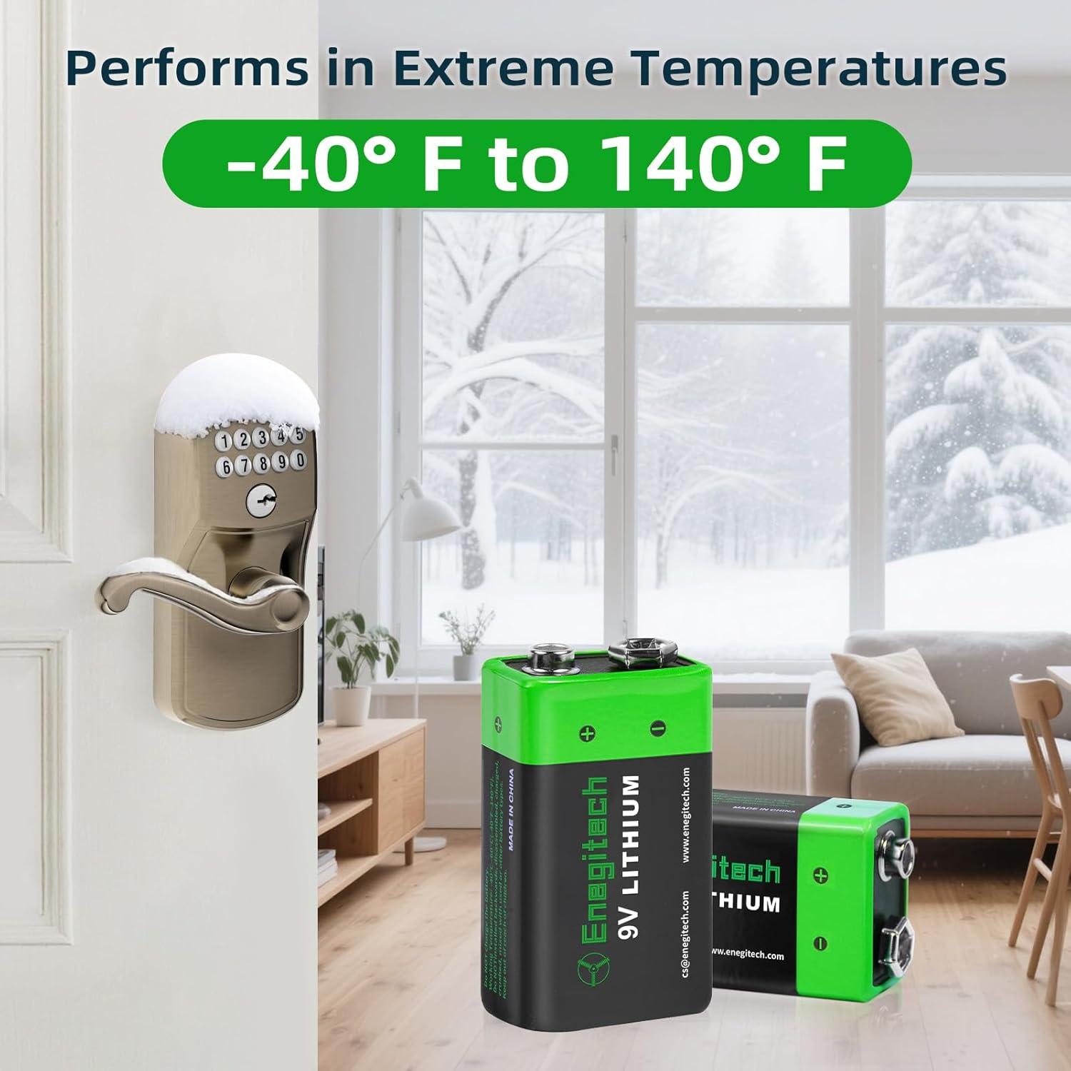 Batería de Litio Enegitech 9V 1200mAh No Recargable - Paquete de 2