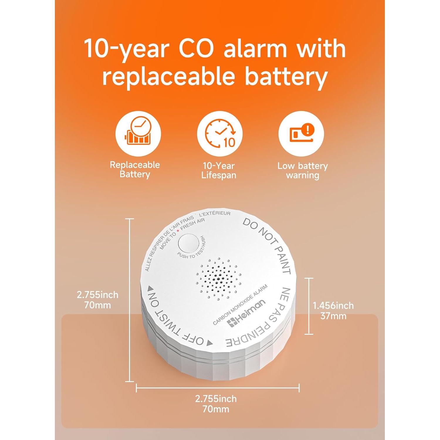 Detector de Monóxido de Carbono HEIMAN C1-W WiFi con Alarma