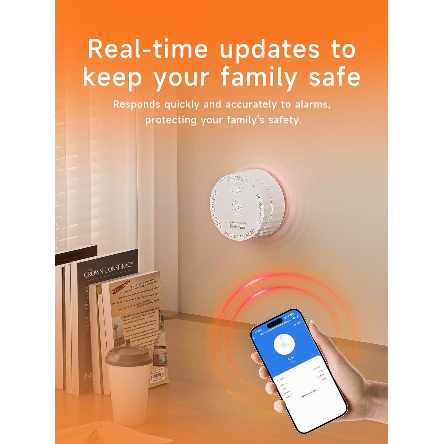 Detector de Monóxido de Carbono HEIMAN C1-W WiFi con Alarma