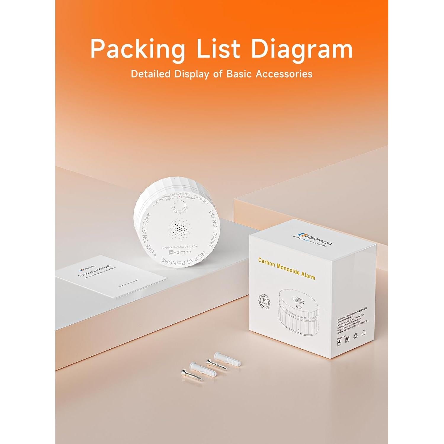 Detector de Monóxido de Carbono HEIMAN C1-W WiFi con Alarma