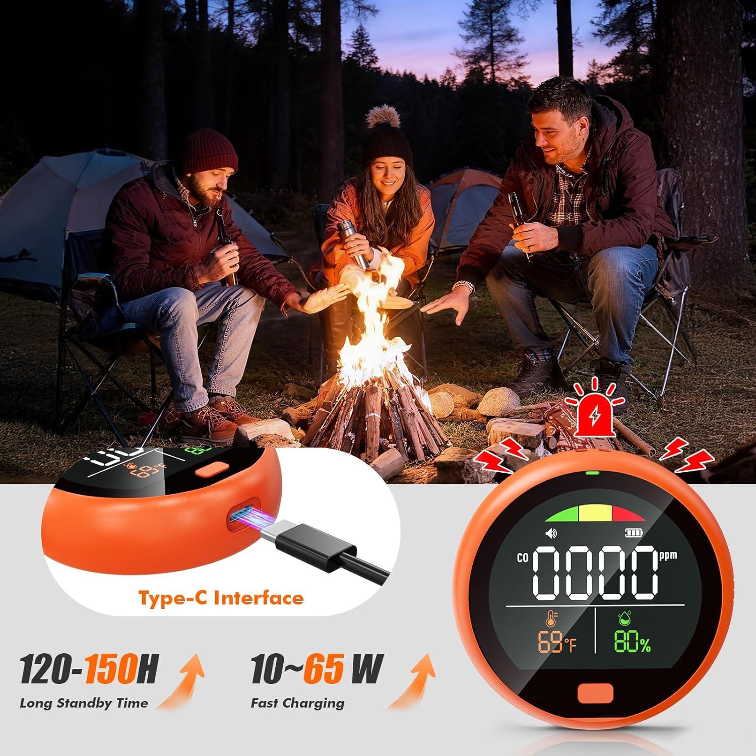 Detector de Monóxido de Carbono Portátil Besimlive PTH-10D 3 en 1