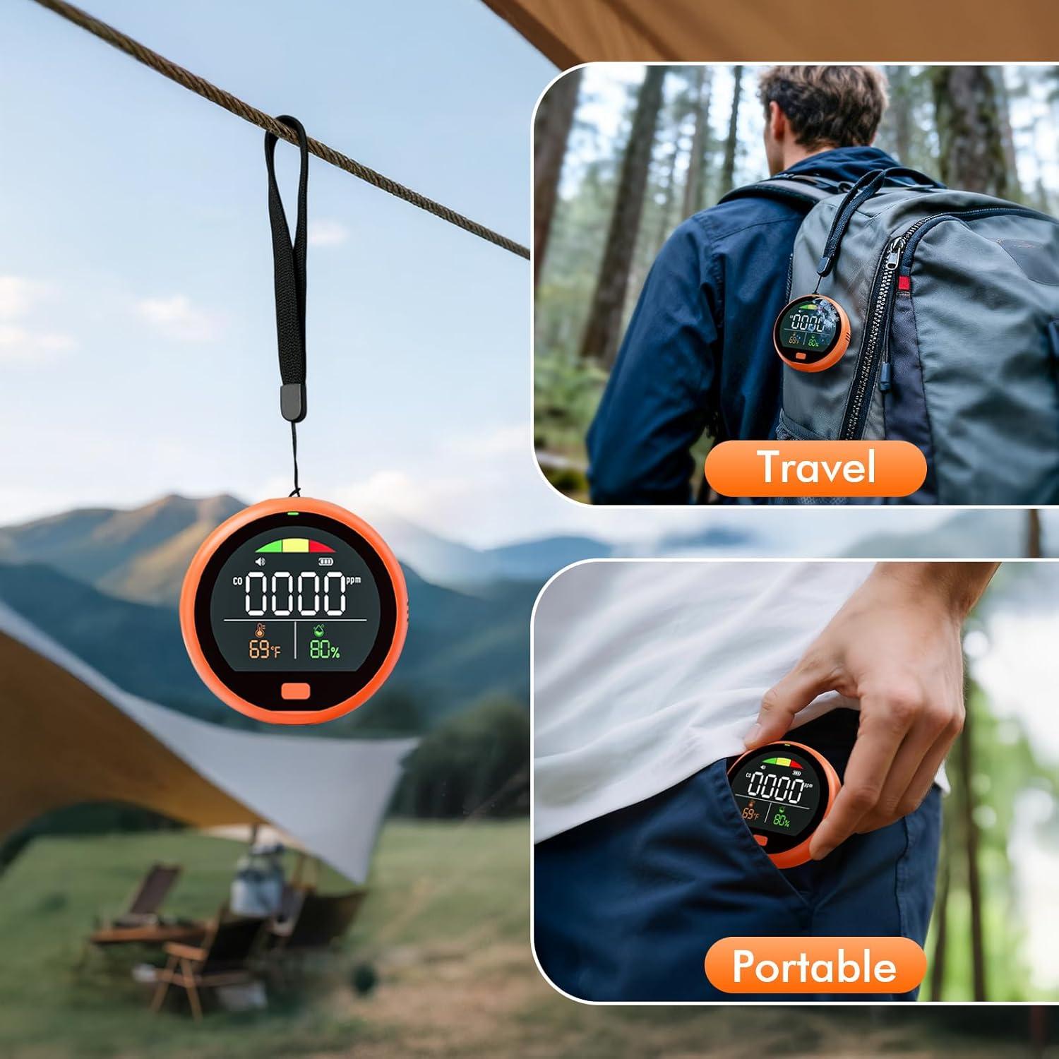 Detector de Monóxido de Carbono Portátil Besimlive PTH-10D 3 en 1