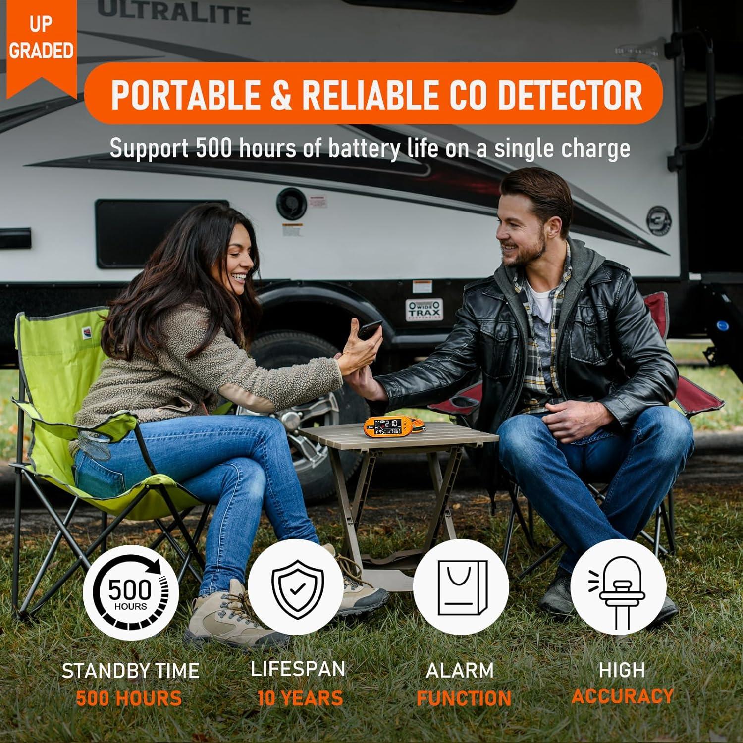 Detector de Monóxido de Carbono Portátil LSENLTY 3 en 1 Temp Humedad