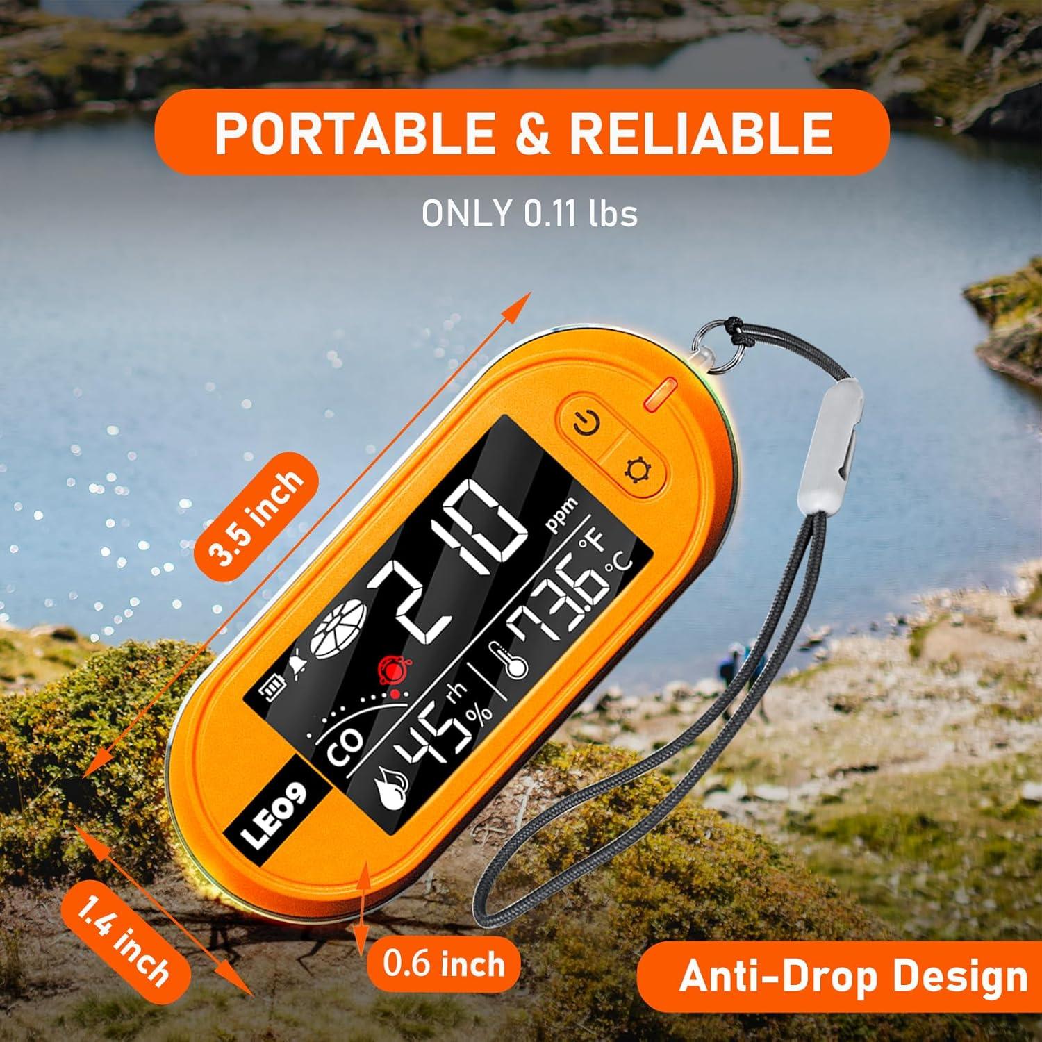 Detector de Monóxido de Carbono Portátil LSENLTY 3 en 1 Temp Humedad