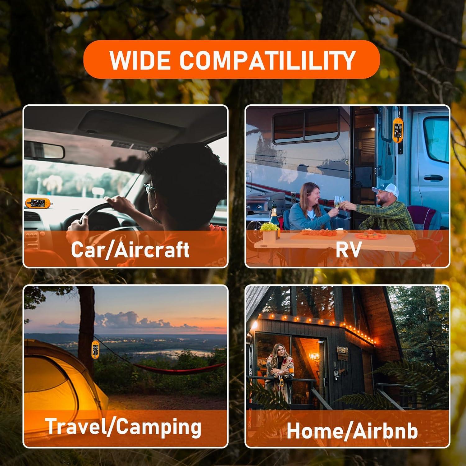 Detector de Monóxido de Carbono Portátil LSENLTY 3 en 1 Temp Humedad