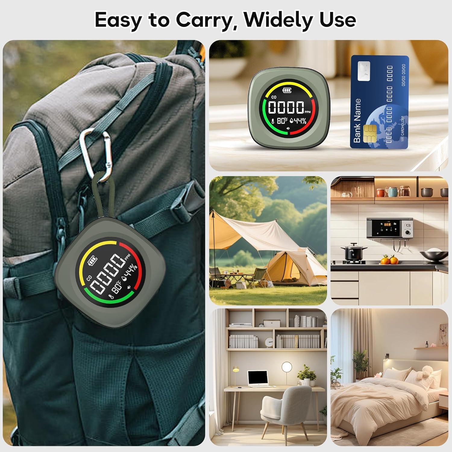 Detector de Monóxido de Carbono Portátil HSicily 3 en 1