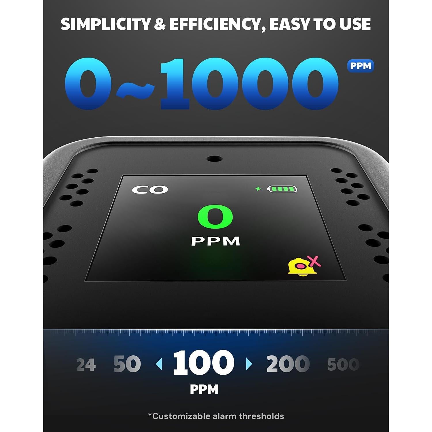 Detector de Monóxido de Carbono AGT-2309 Portátil Gris