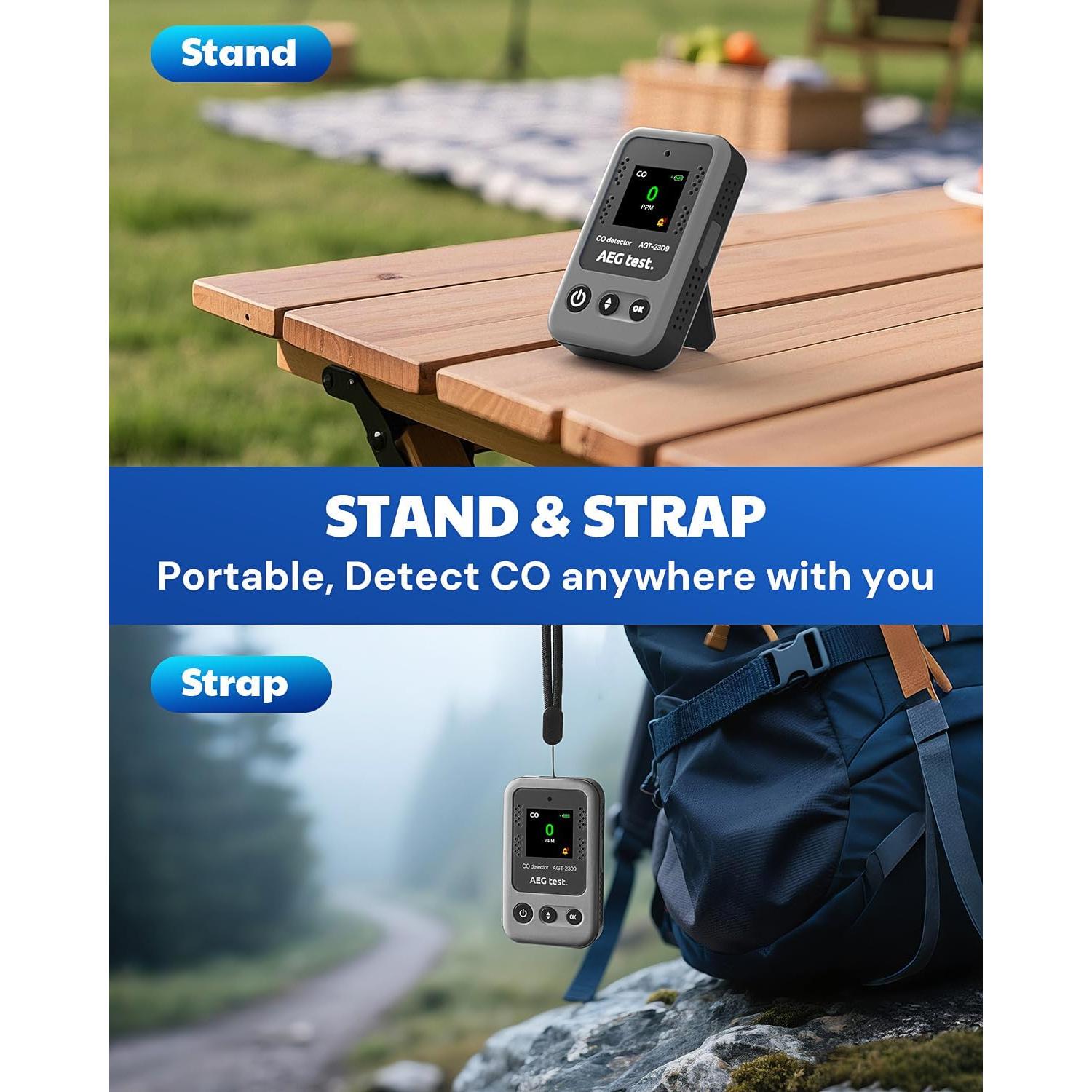 Detector de Monóxido de Carbono AGT-2309 Portátil Gris