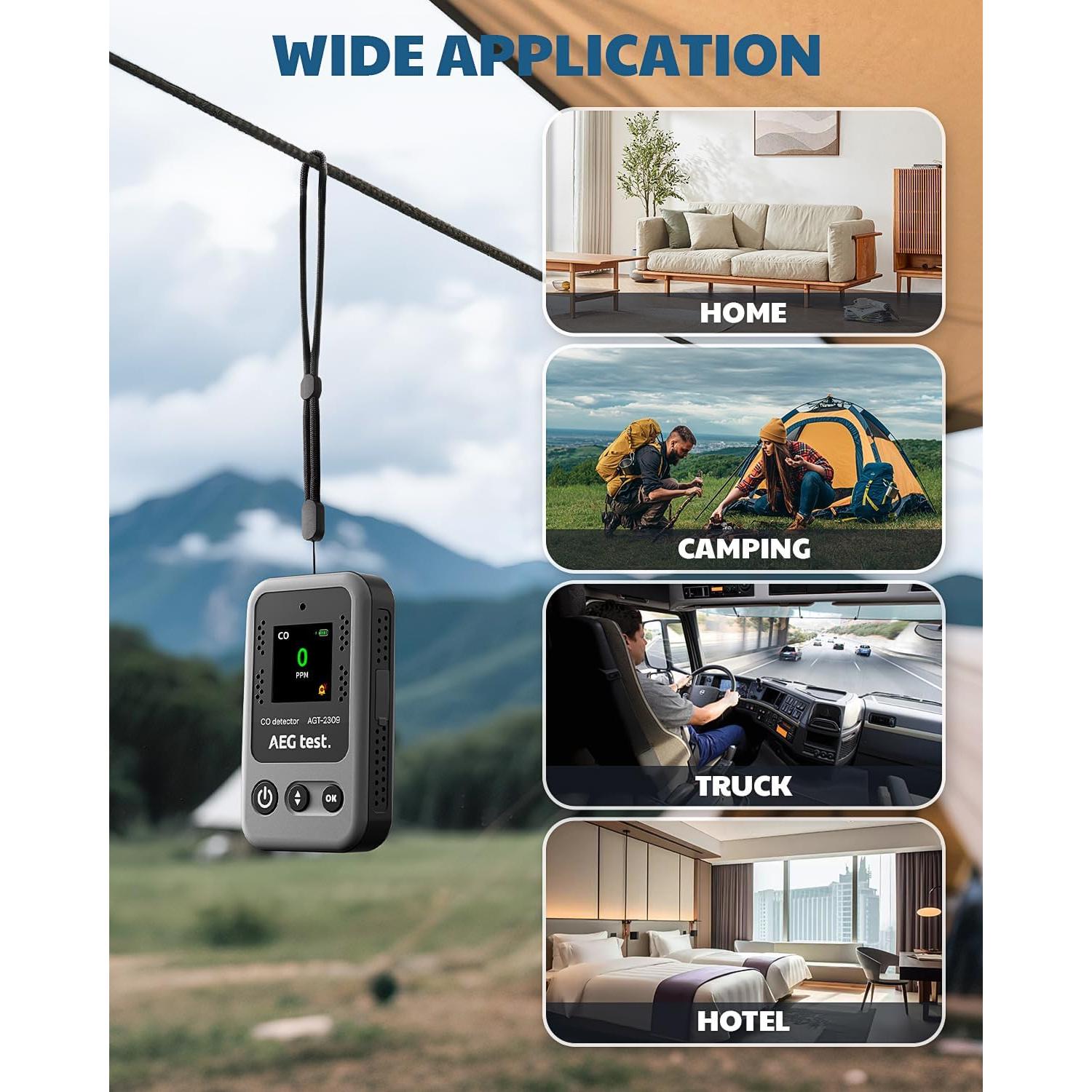 Detector de Monóxido de Carbono AGT-2309 Portátil Gris