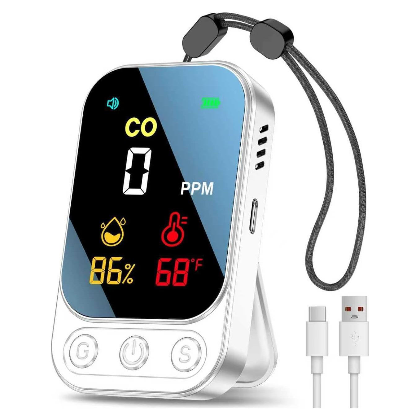 Detector de Monóxido de Carbono VEAOC HD09 3 en 1 con Sensor de Temperatura y Humedad