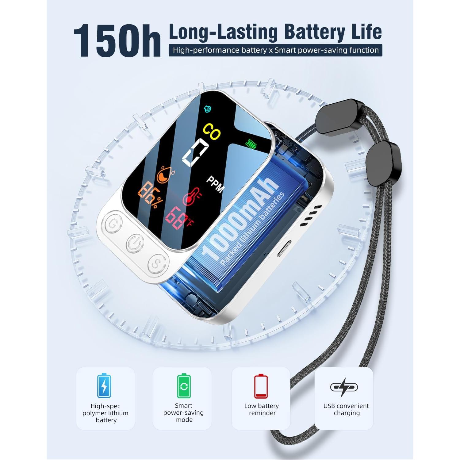 Detector de Monóxido de Carbono VEAOC HD09 3 en 1 con Sensor de Temperatura y Humedad