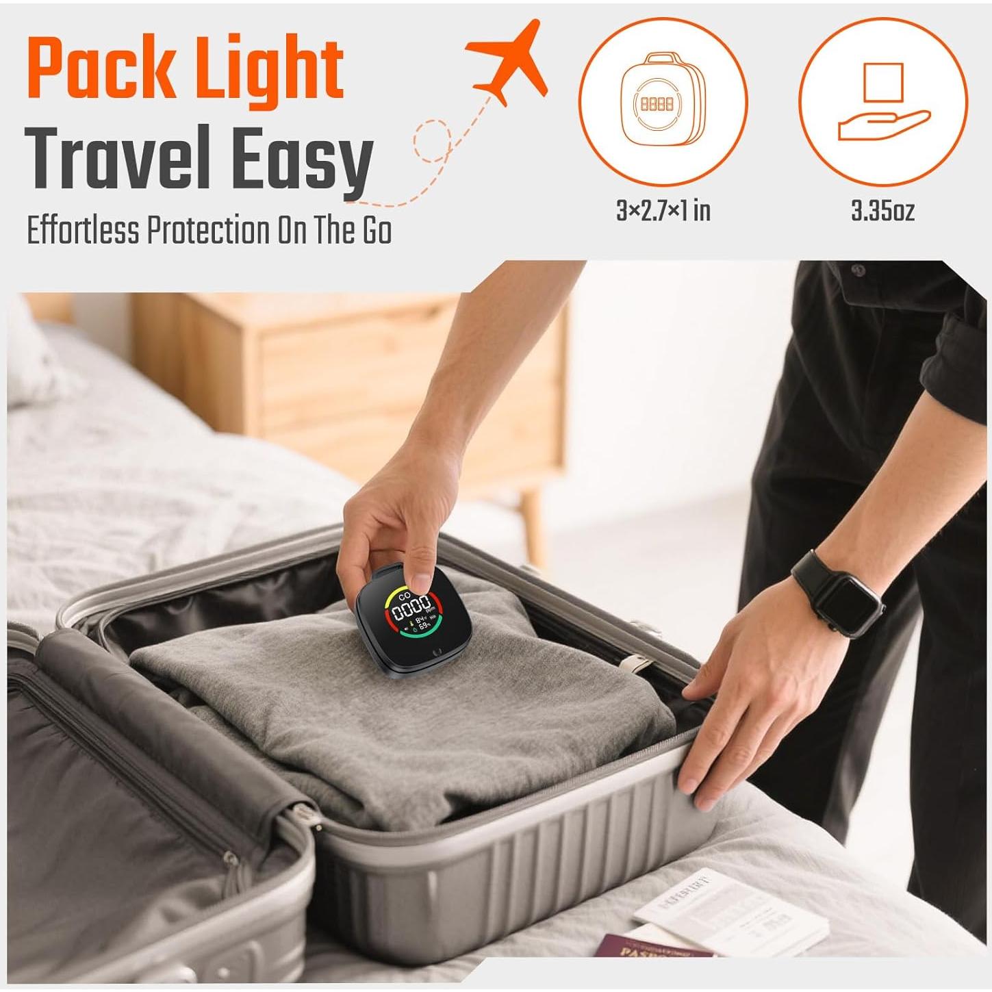 Detector de Monóxido de Carbono Portátil Veevvio HB-04 3 en 1