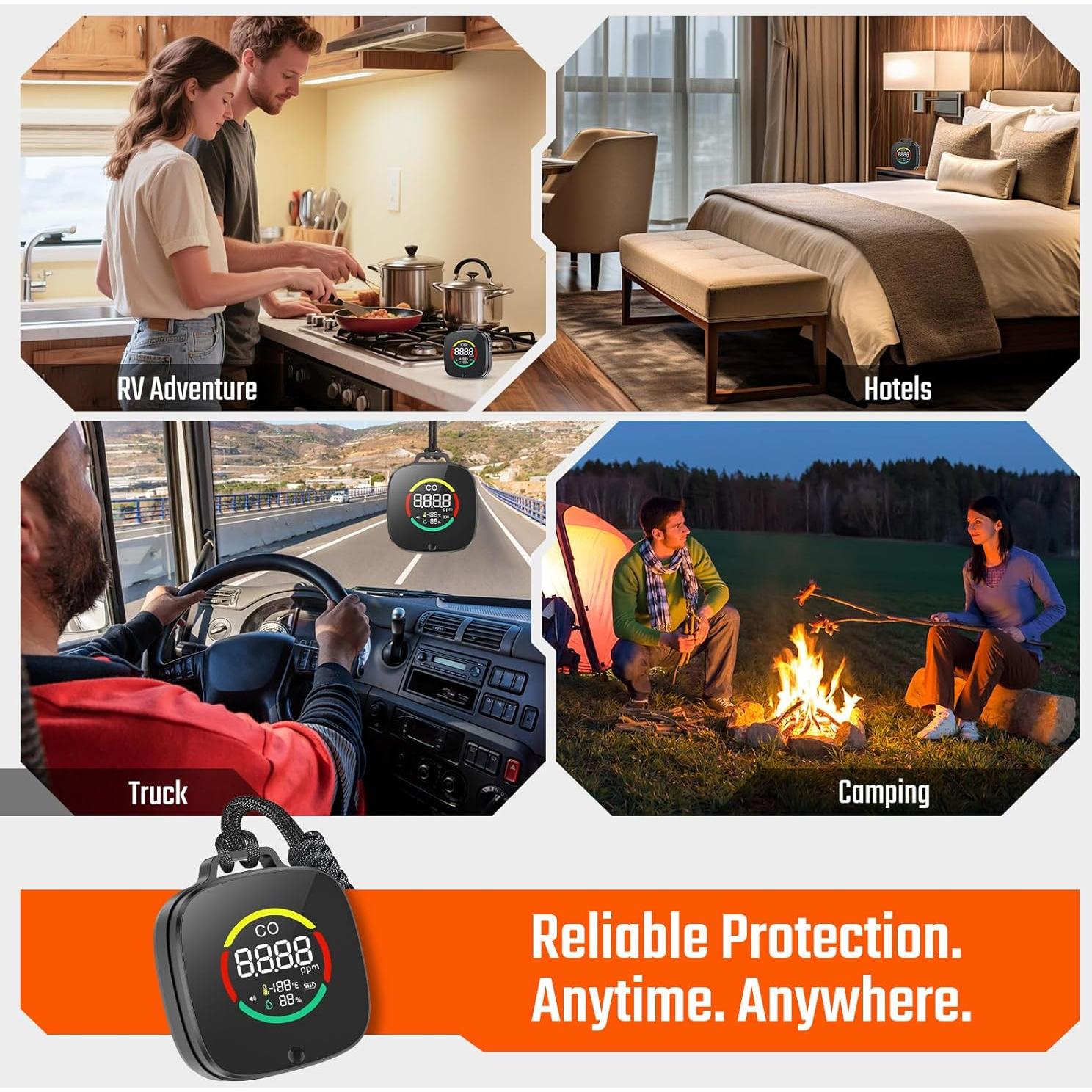 Detector de Monóxido de Carbono Portátil Veevvio HB-04 3 en 1