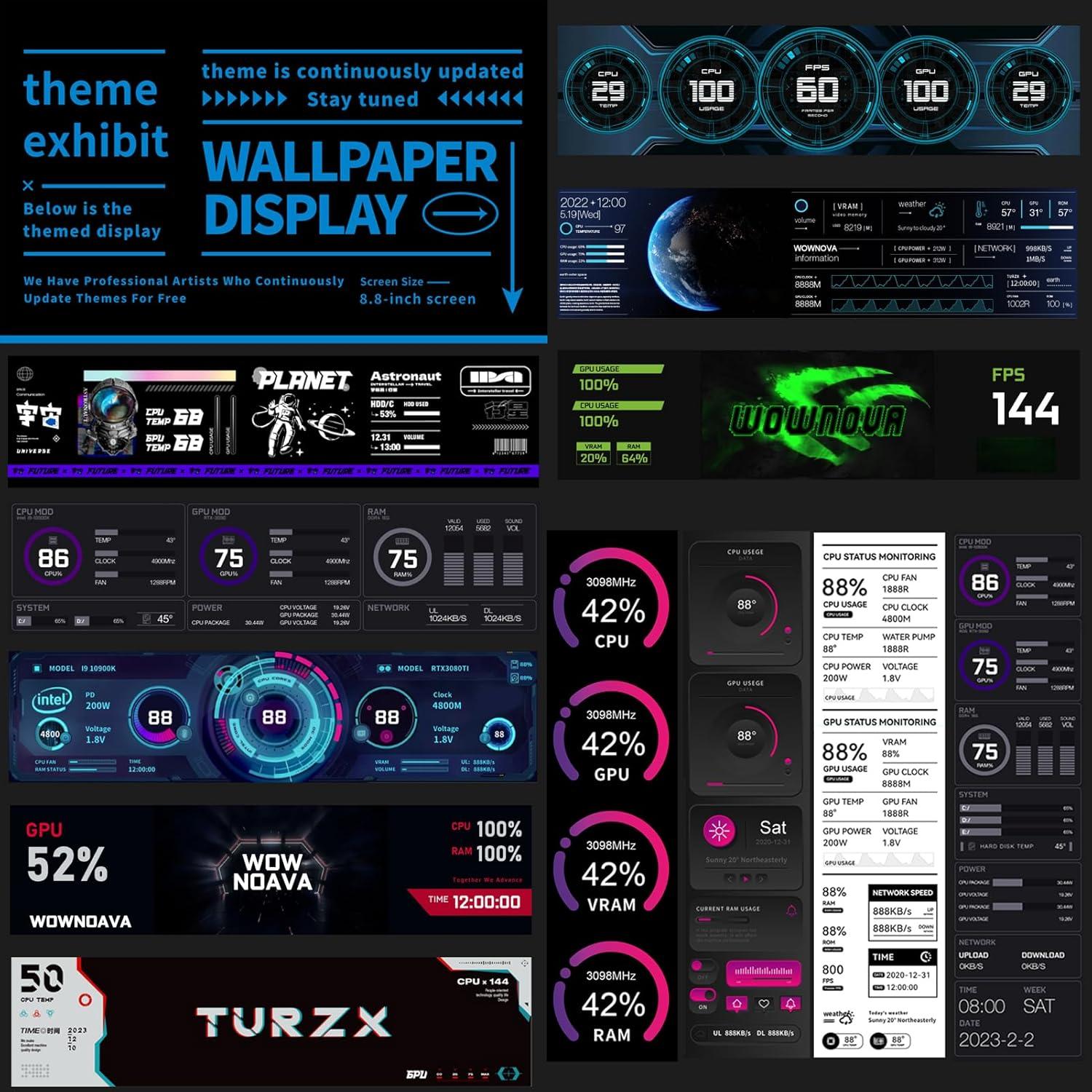 Monitor de Temperatura WOWNOVA 8.8" USB-C Pantalla Secundaria