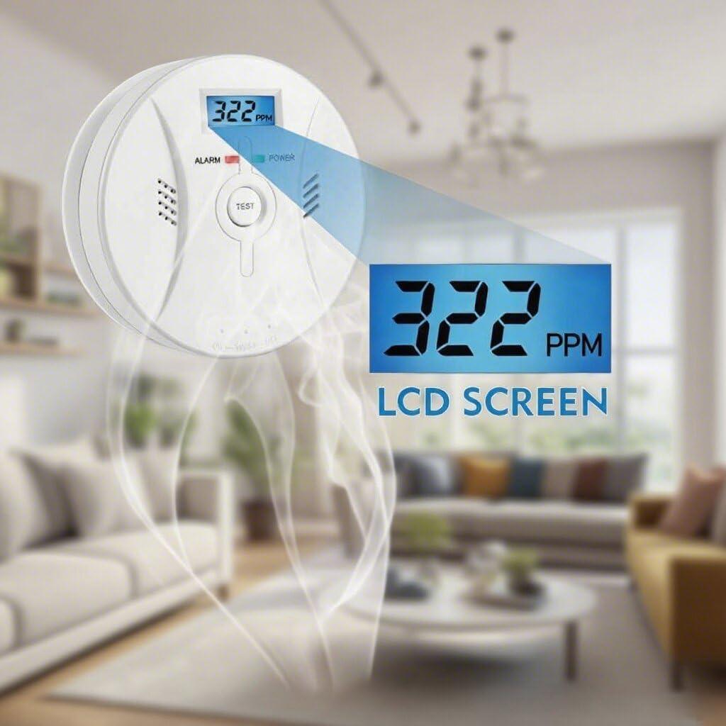 Alarma de Monóxido de Carbono SOIRRDBF 85 dB con Pantalla LCD