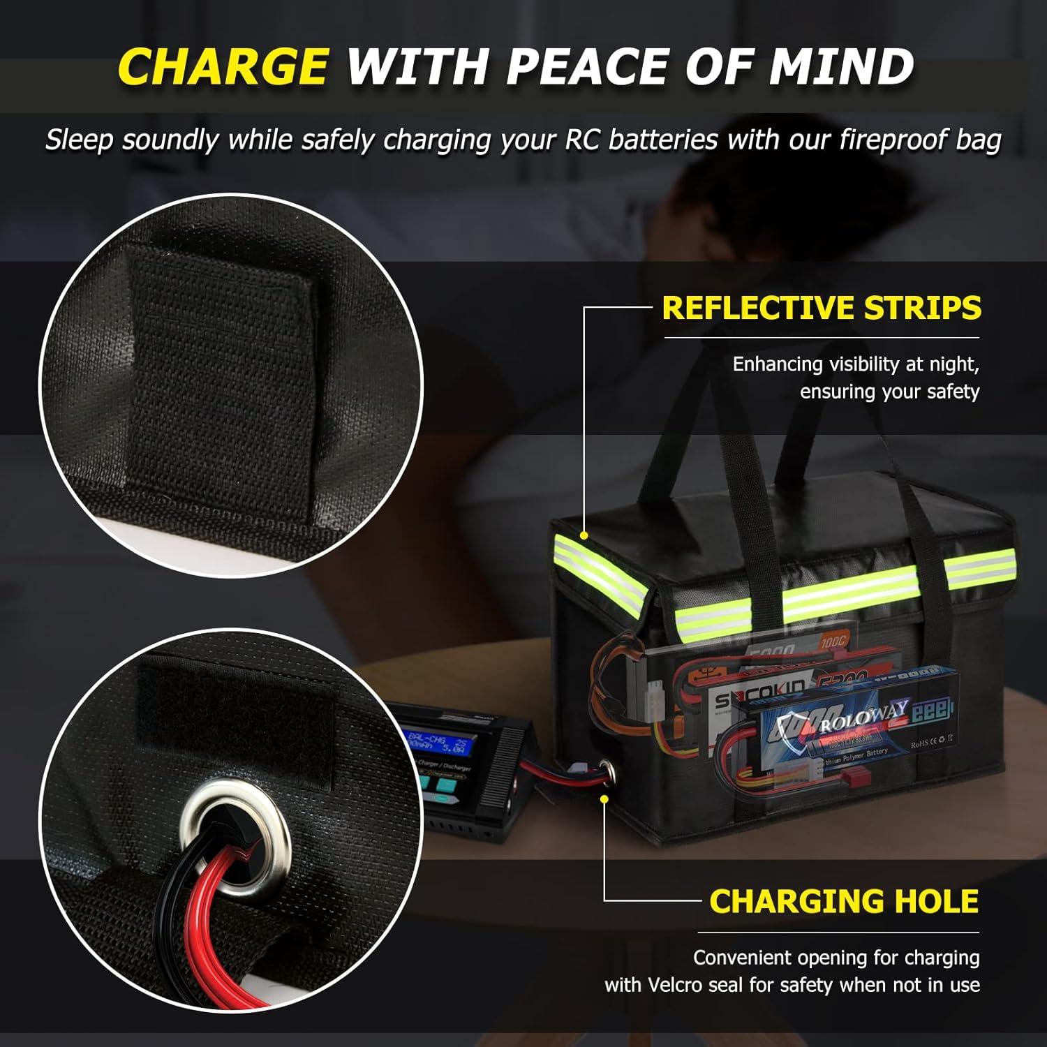 Bolsa Ignífuga para Baterías Lipo ROLOWAY 38.1x21.6x25.4cm