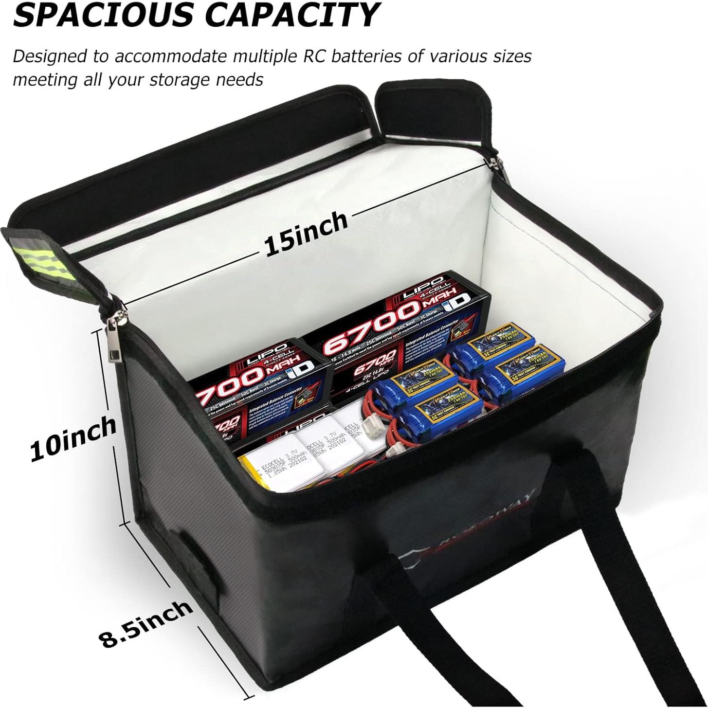 Bolsa Ignífuga para Baterías Lipo ROLOWAY 38.1x21.6x25.4cm