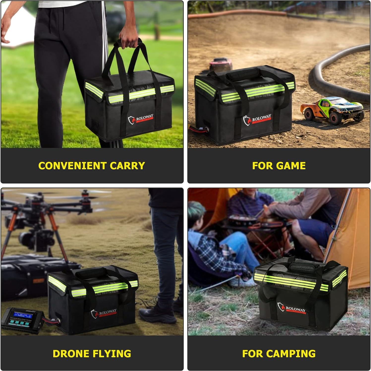 Bolsa Ignífuga para Baterías Lipo ROLOWAY 38.1x21.6x25.4cm