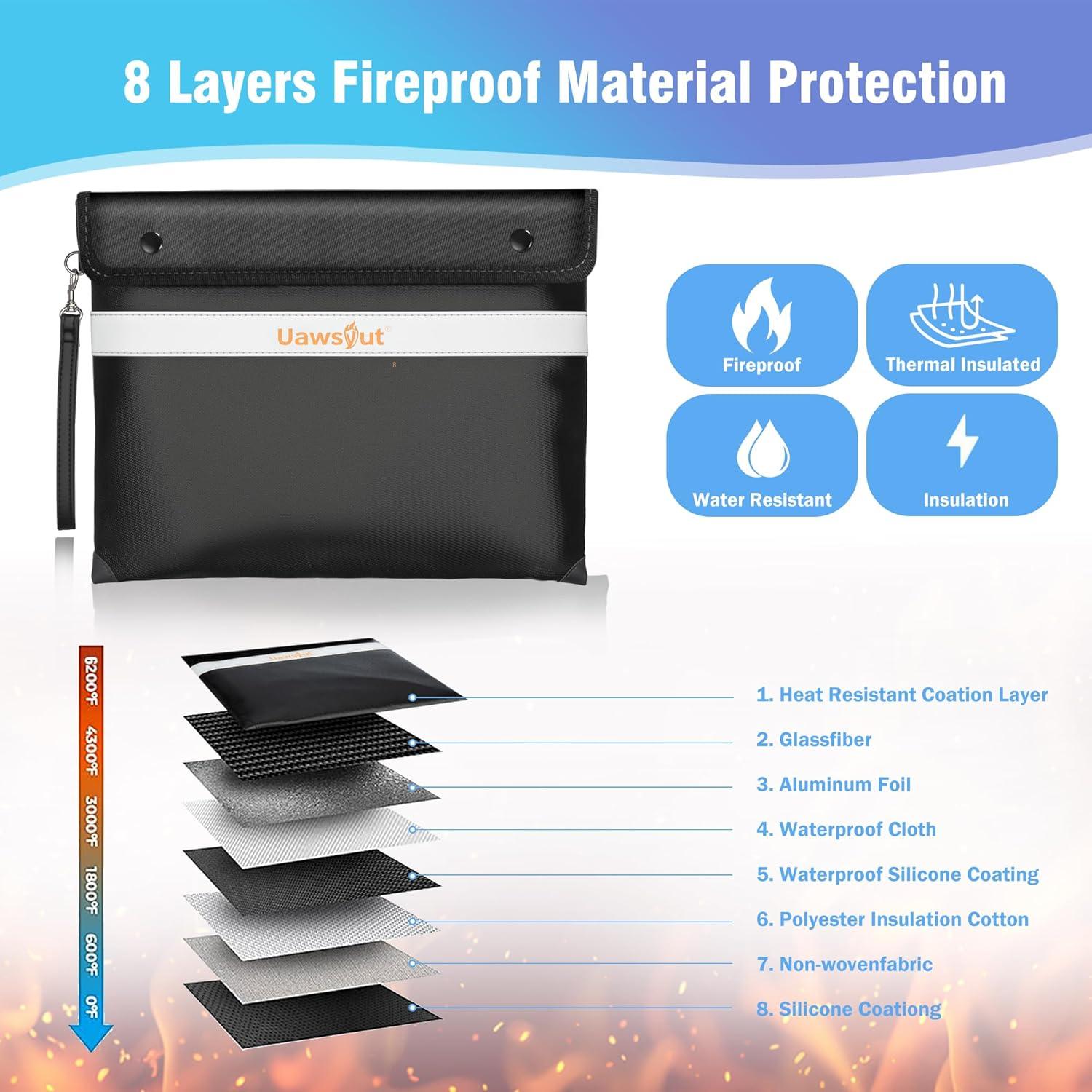 Bolsa de Documentos a Prueba de Fuego Uawsyut 35.6x27.9cm Negra