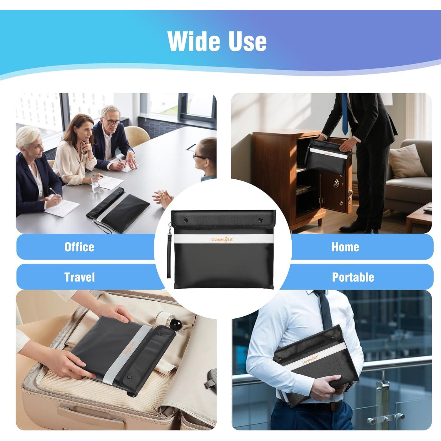 Bolsa de Documentos a Prueba de Fuego Uawsyut 35.6x27.9cm Negra