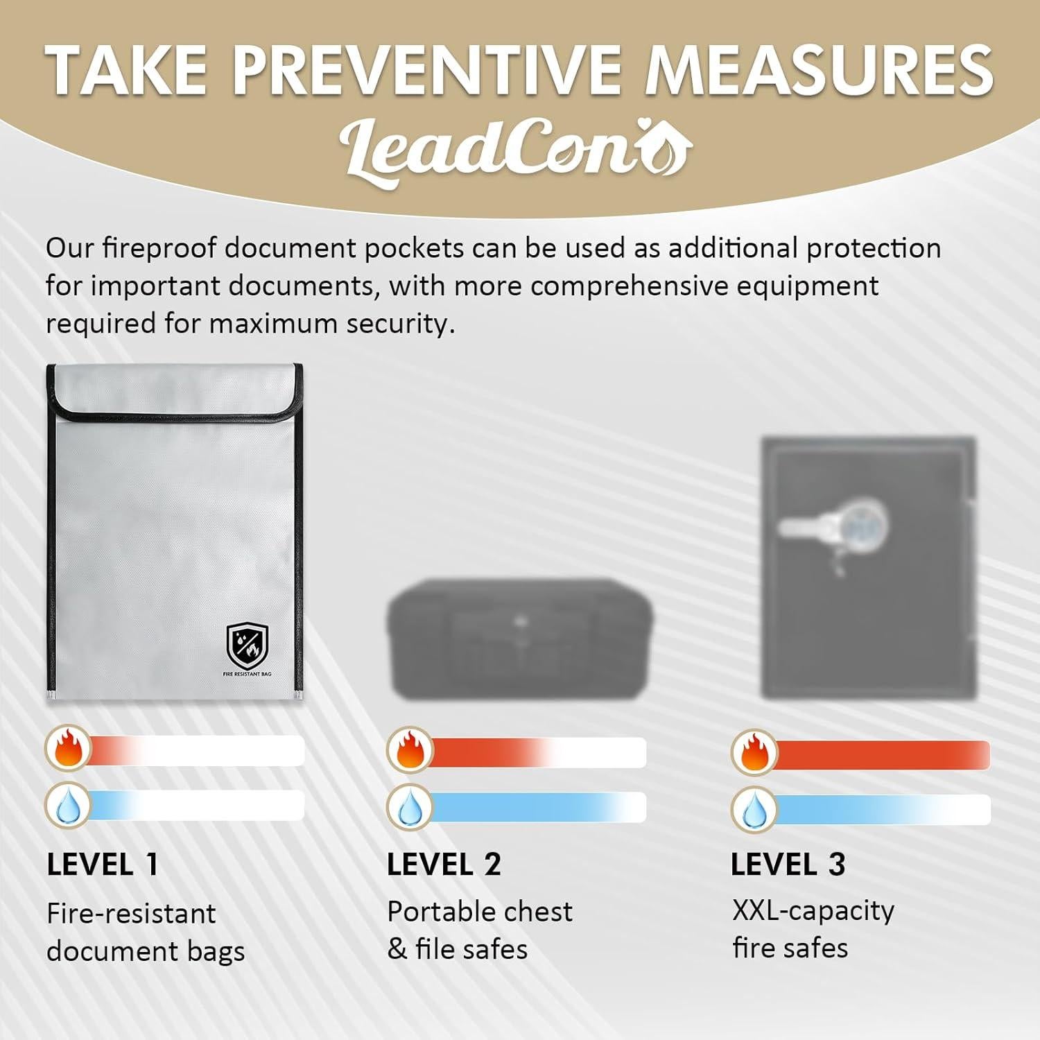 Paquete de 2 Bolsas de Documentos a Prueba de Fuego LeadCon