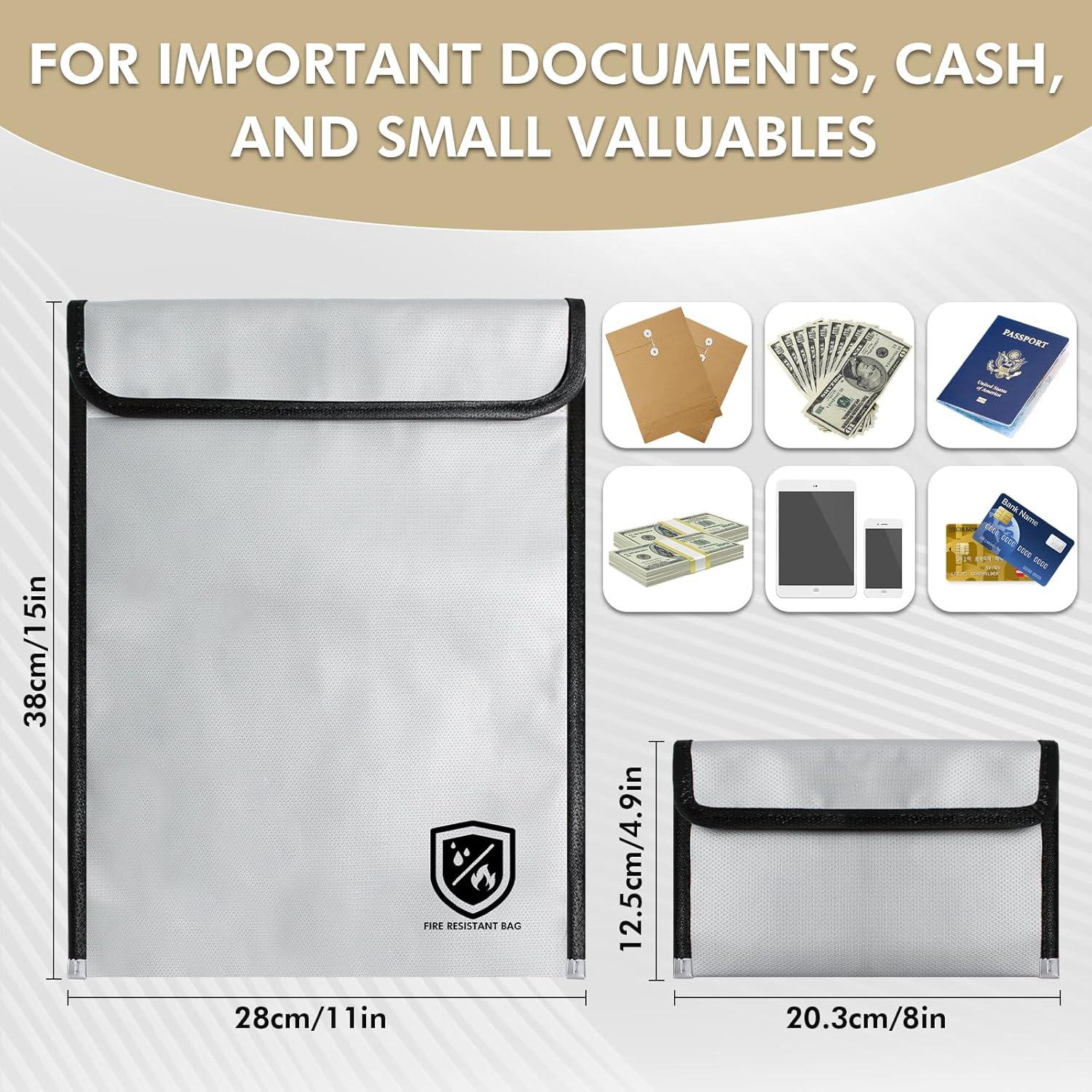 Paquete de 2 Bolsas de Documentos a Prueba de Fuego LeadCon