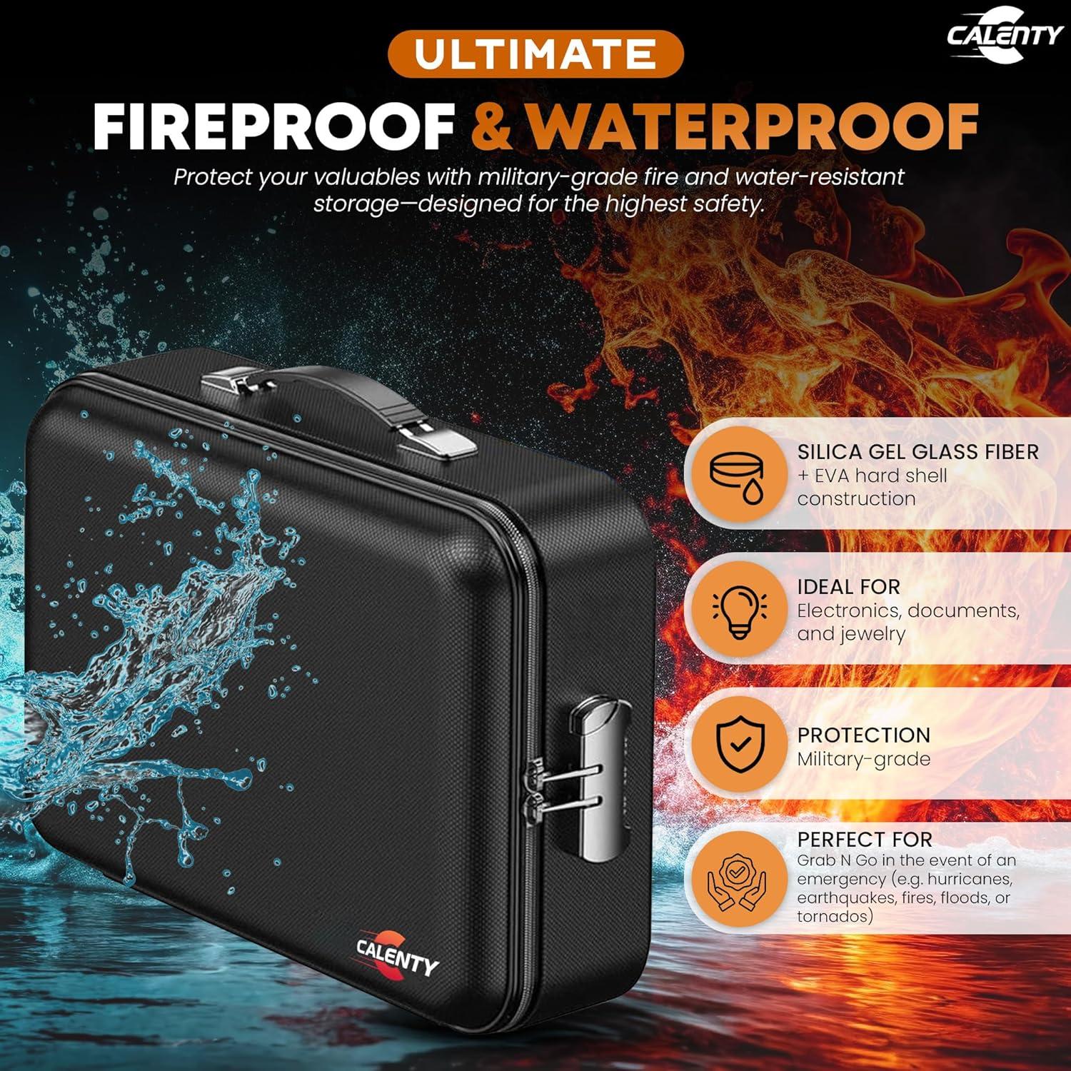 Caja de Seguridad a Prueba de Fuego CALENTY con USB 8GB