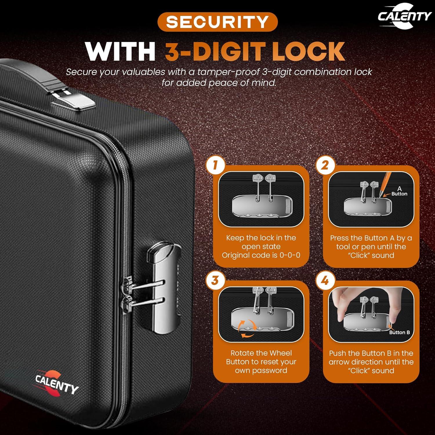 Caja de Seguridad a Prueba de Fuego CALENTY con USB 8GB