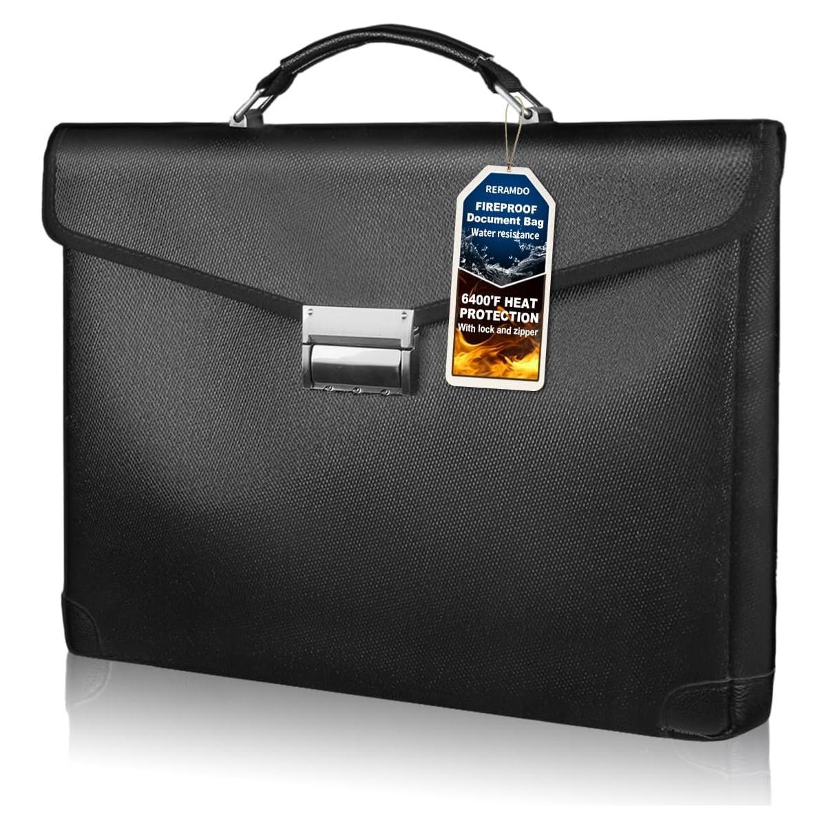 Bolsa Ignífuga RERAMDO 35.56x26.67cm con Cerradura y Doble Sellado