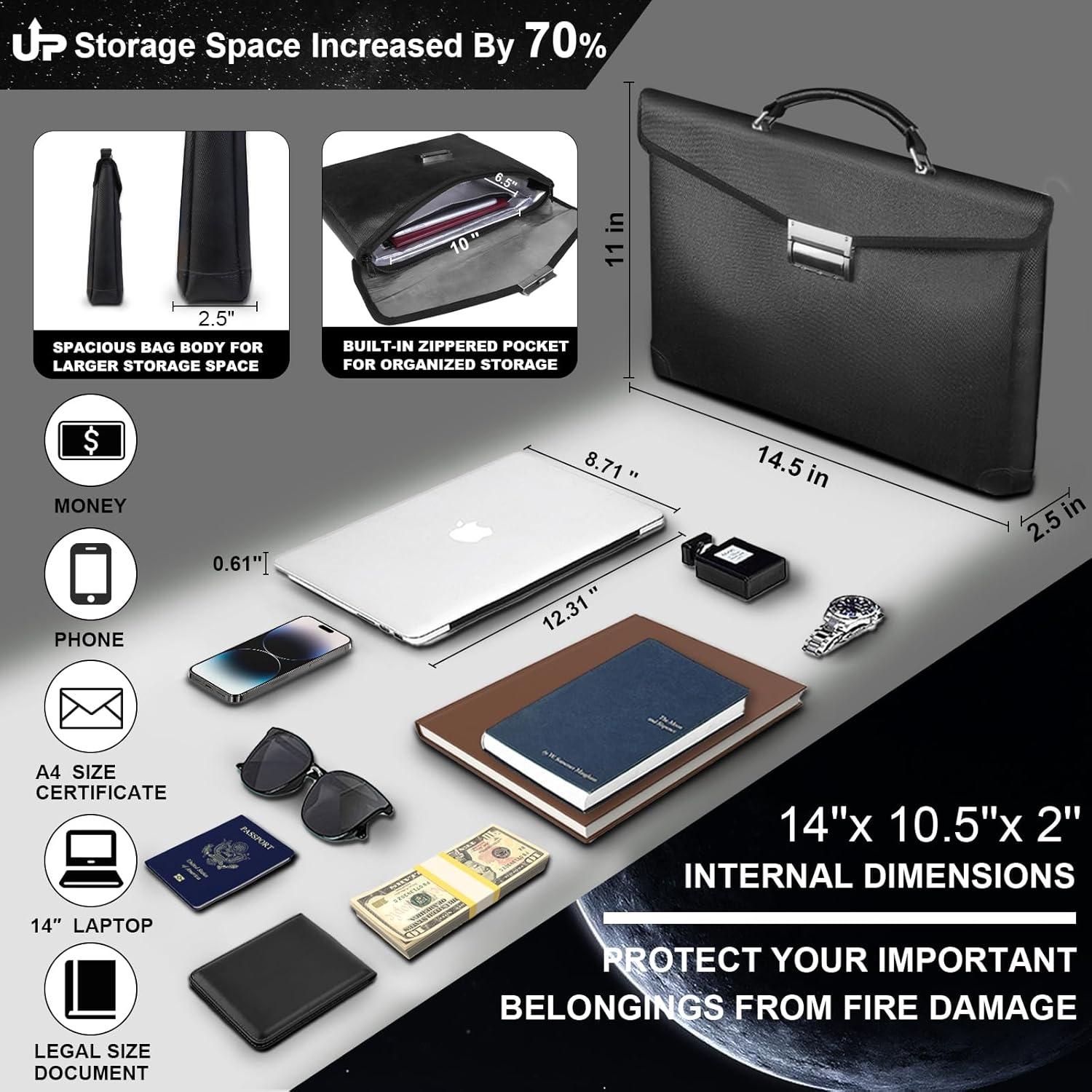 Bolsa Ignífuga RERAMDO 35.56x26.67cm con Cerradura y Doble Sellado