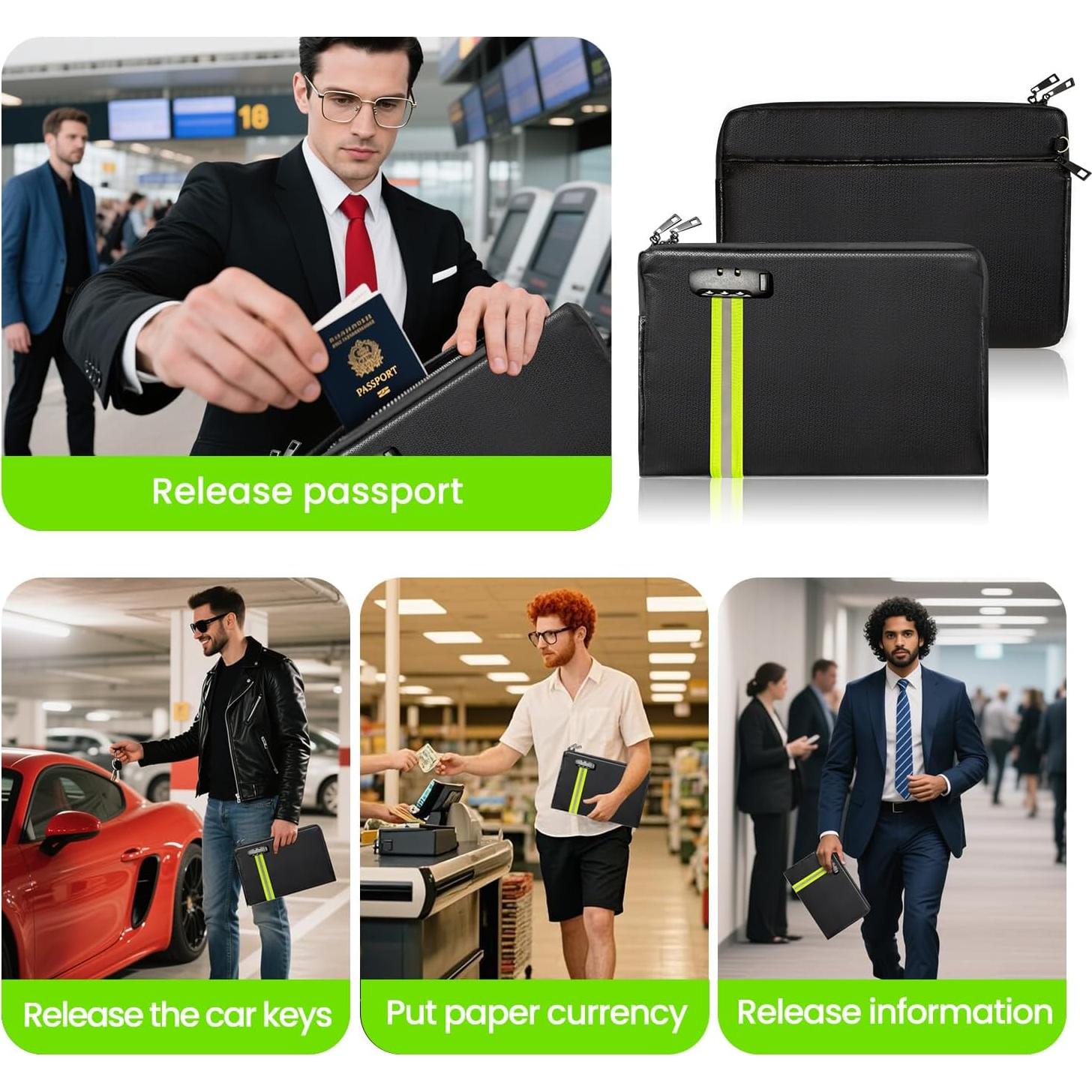 Bolsa de Documentos a Prueba de Fuego y Agua Quctak 34x25cm