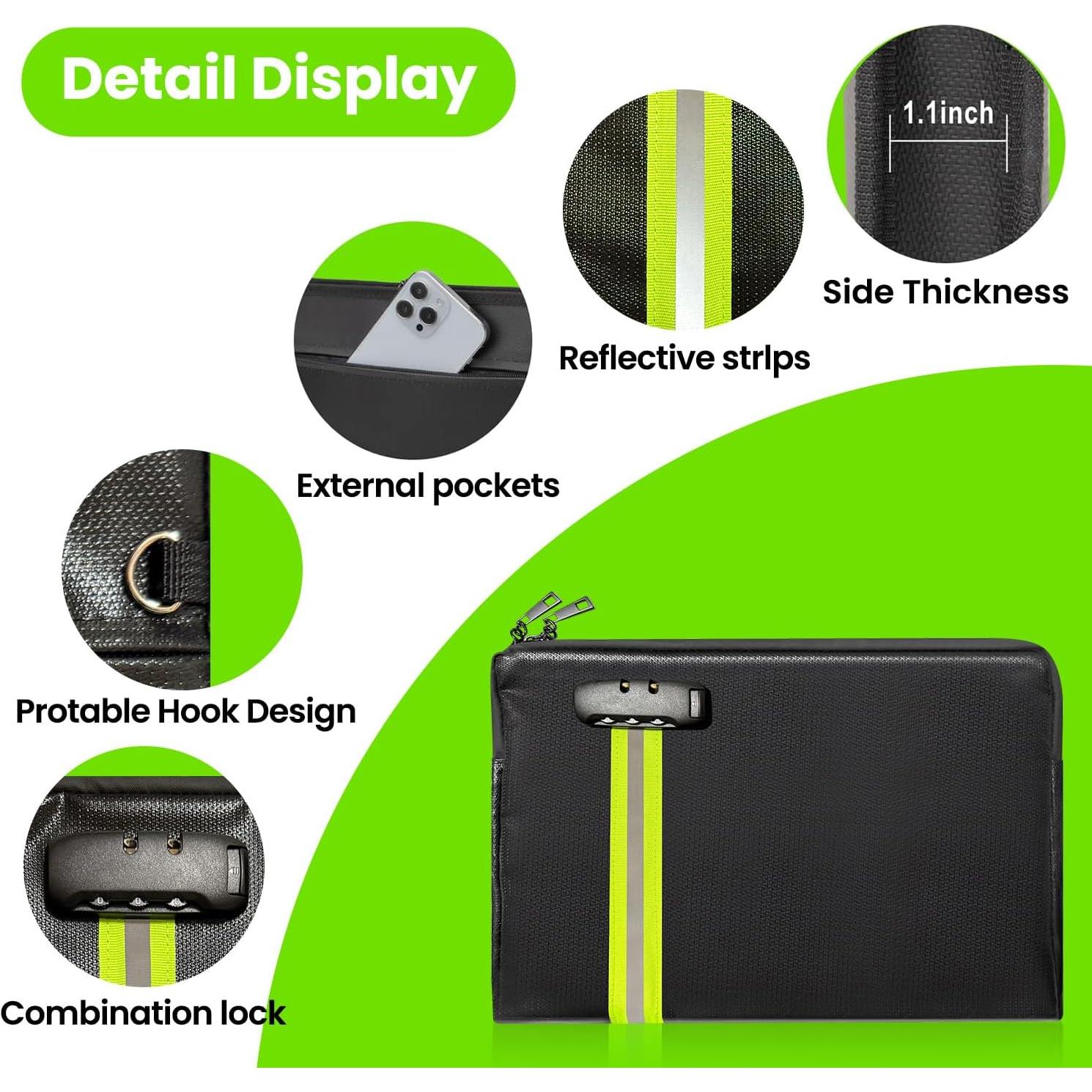 Bolsa de Documentos a Prueba de Fuego y Agua Quctak 34x25cm