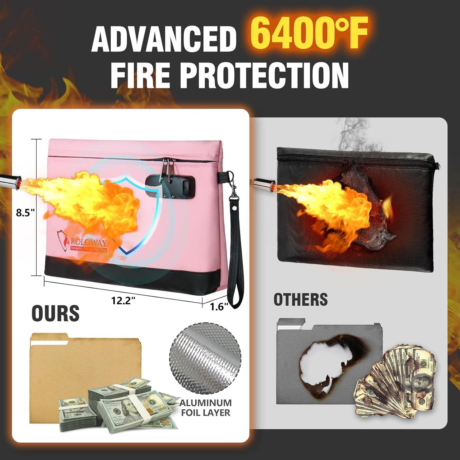 Bolsa de Dinero a Prueba de Fuego ROLOWAY 30.99x21.59cm Rosa