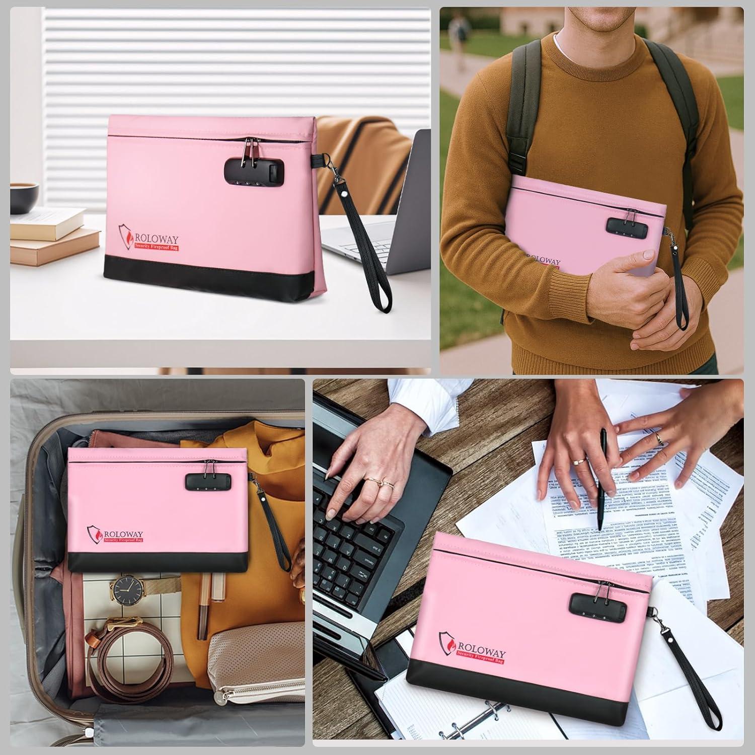 Bolsa de Dinero a Prueba de Fuego ROLOWAY 30.99x21.59cm Rosa