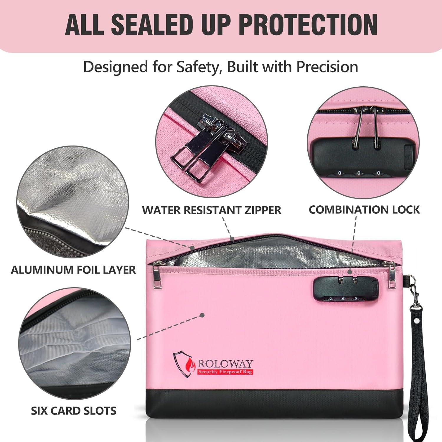 Bolsa de Dinero a Prueba de Fuego ROLOWAY 30.99x21.59cm Rosa