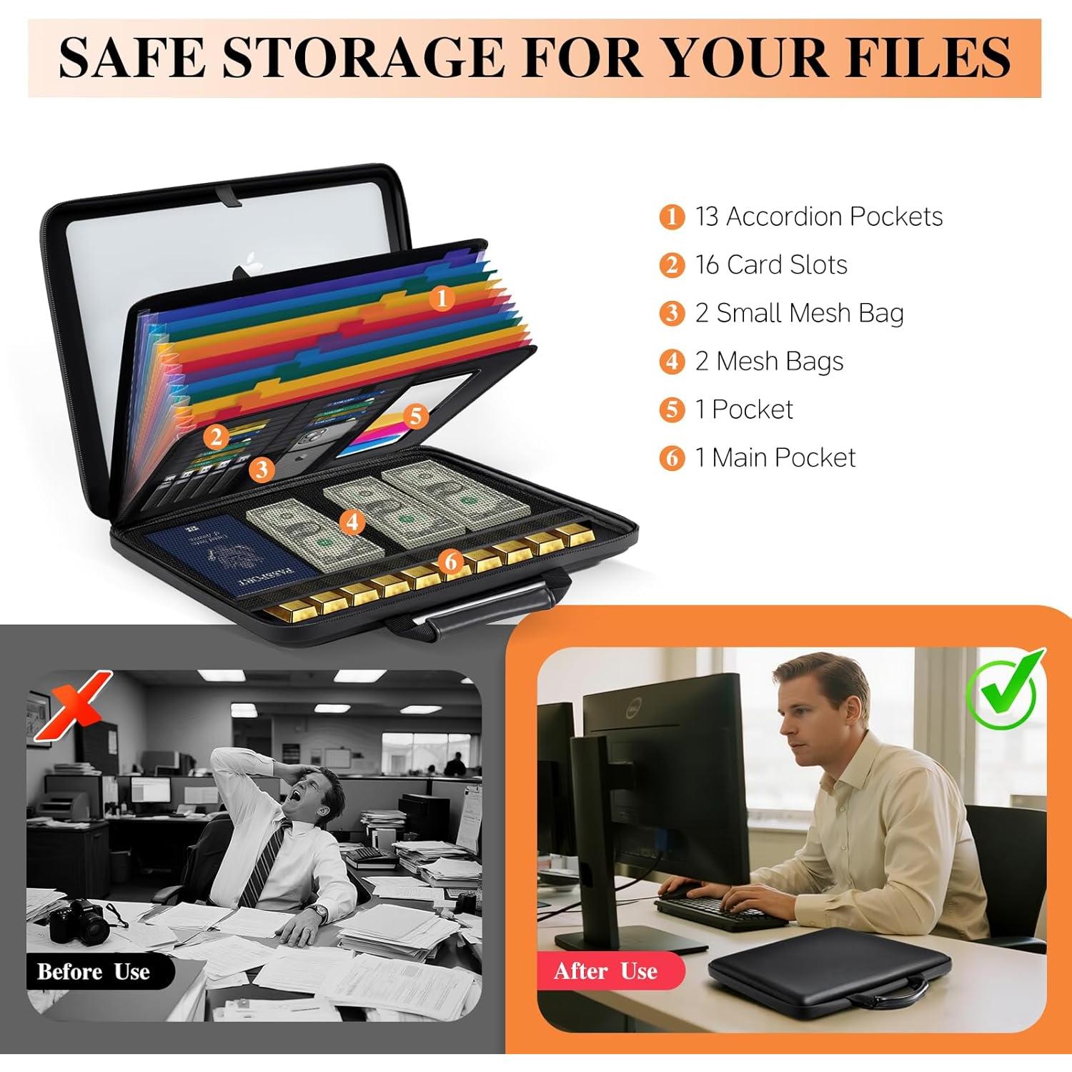 Caja de Documentos a Prueba de Fuego Qiusmart 37.6x27.2cm