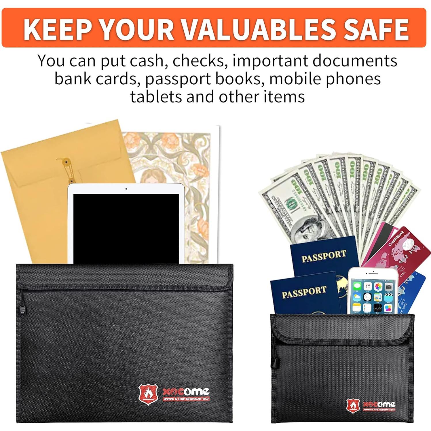 Set 2 Bolsas a Prueba de Fuego ABSOK 38x28 cm y 23x17.5 cm