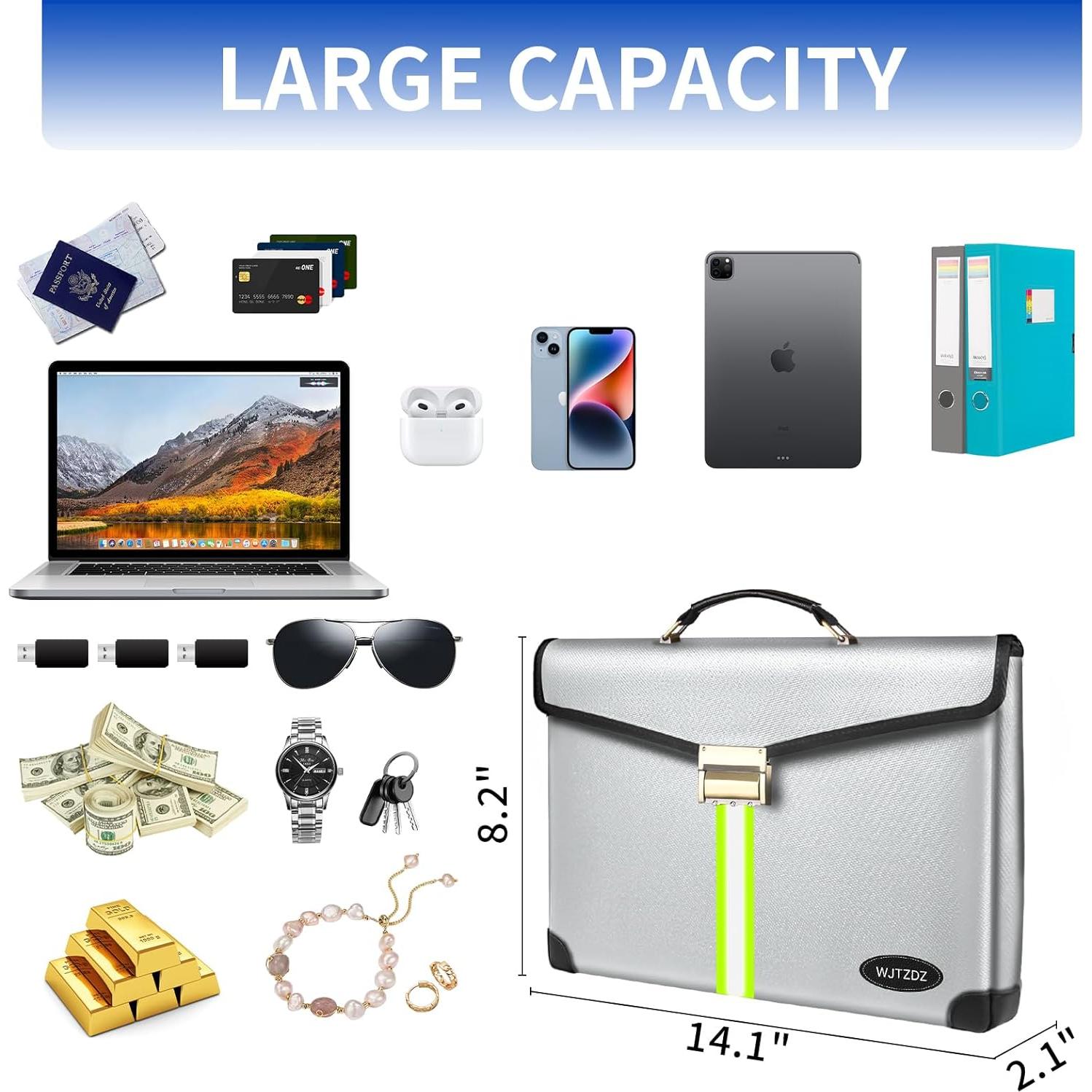 Bolsa a Prueba de Fuego WJTZDZ 6500°F con Cerradura y Asa