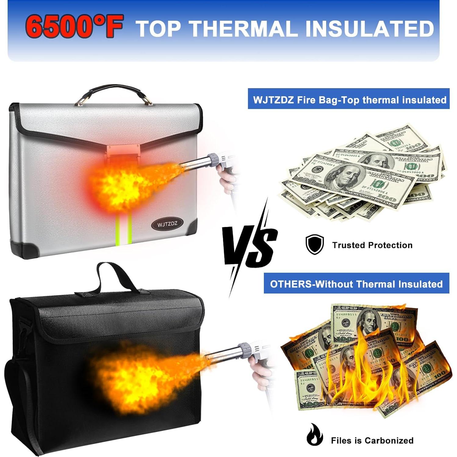 Bolsa a Prueba de Fuego WJTZDZ 6500°F con Cerradura y Asa