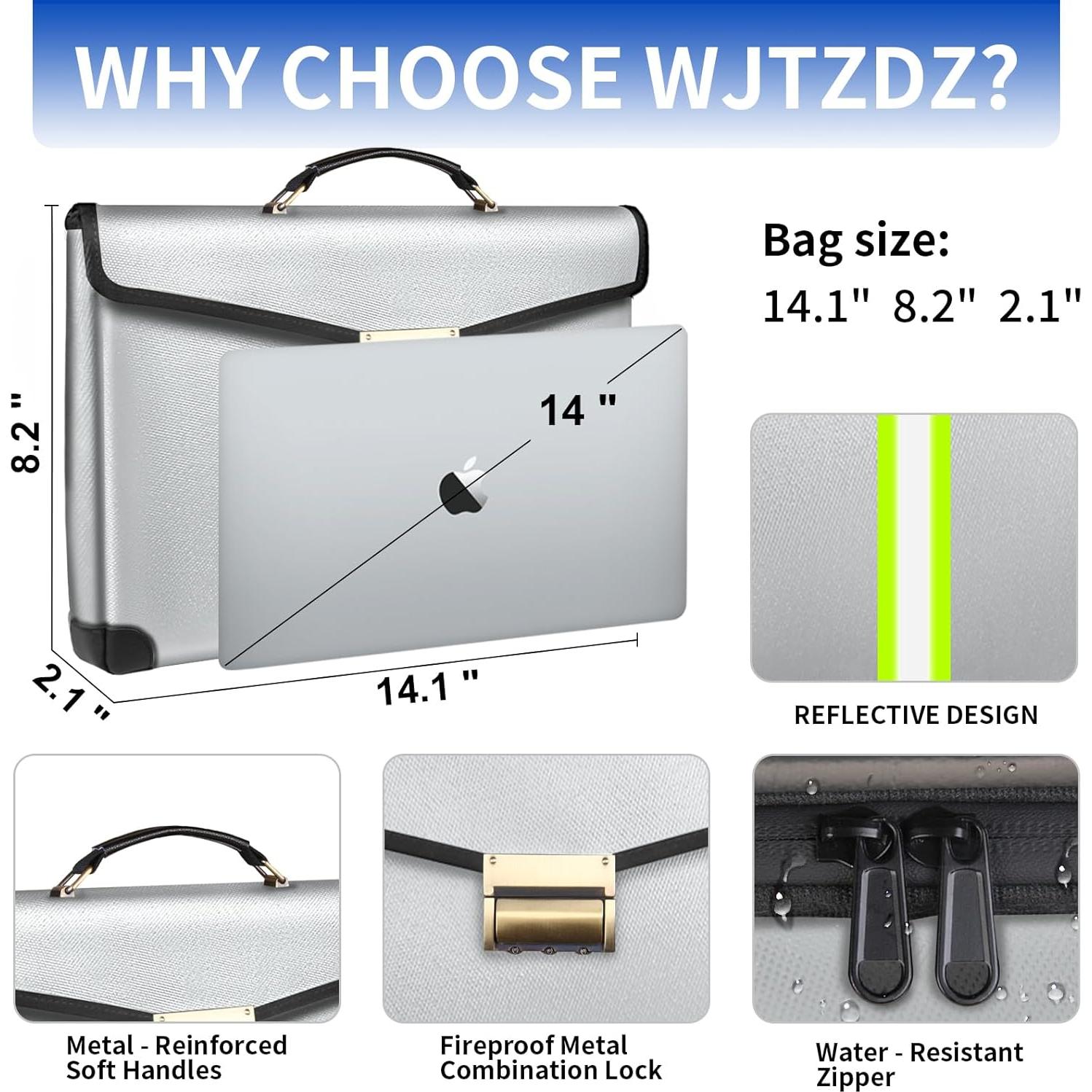 Bolsa a Prueba de Fuego WJTZDZ 6500°F con Cerradura y Asa