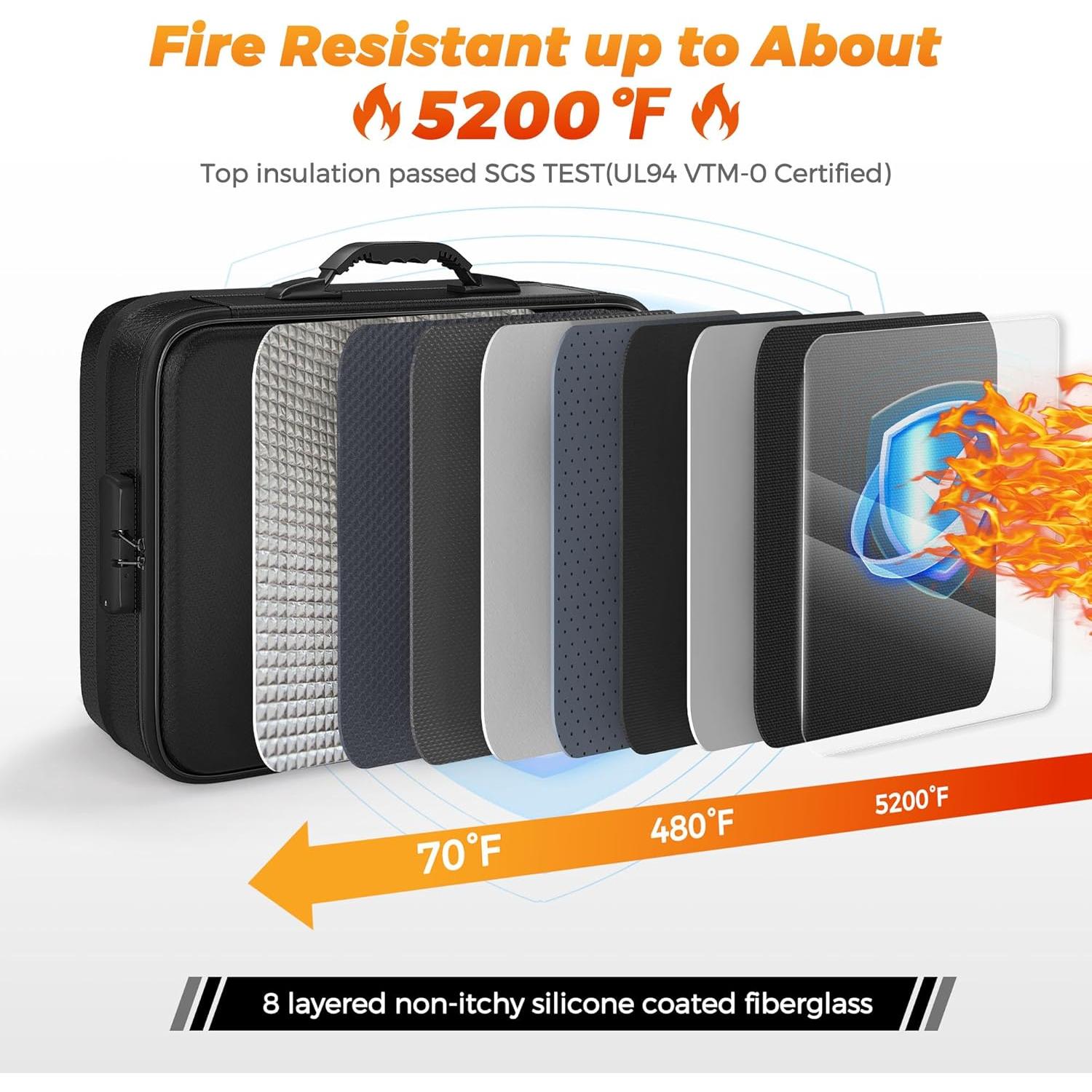 Caja de Documentos Ignífuga Nacial FHB02-BK Expandible 37.1x28.2cm