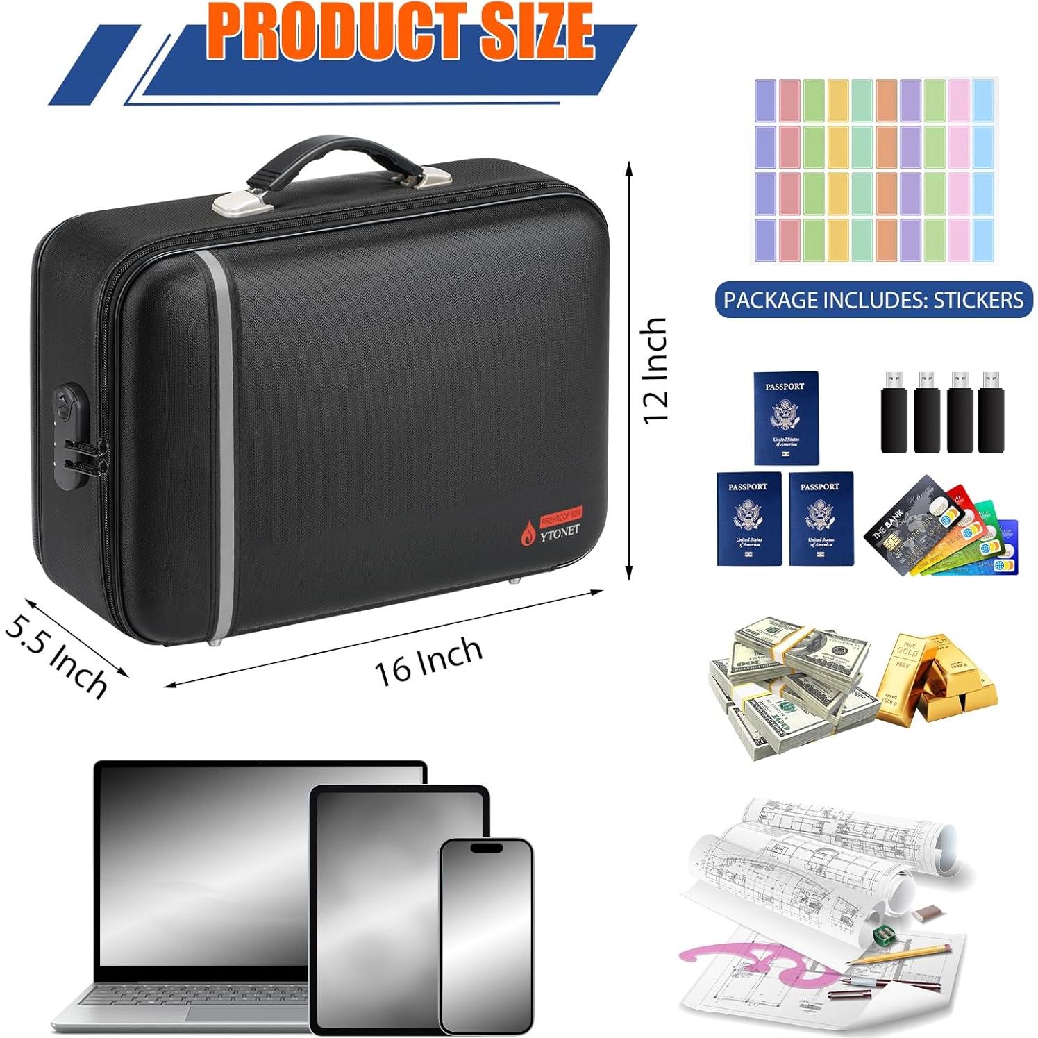Caja Fuerte a Prueba de Fuego Ytonet 40.64x30.48x13.97 cm